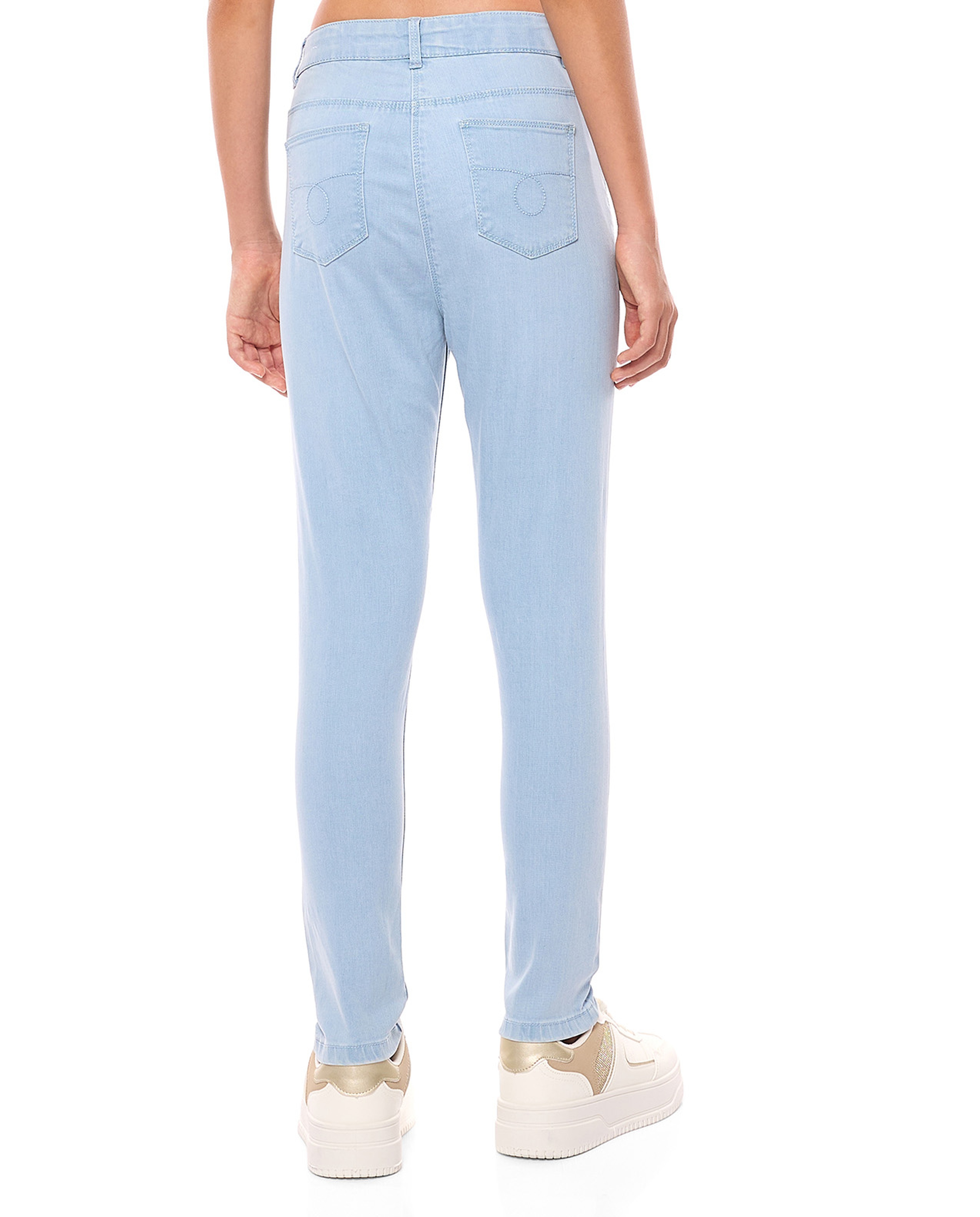 Washed Slim Fit Jeans with Button Closure