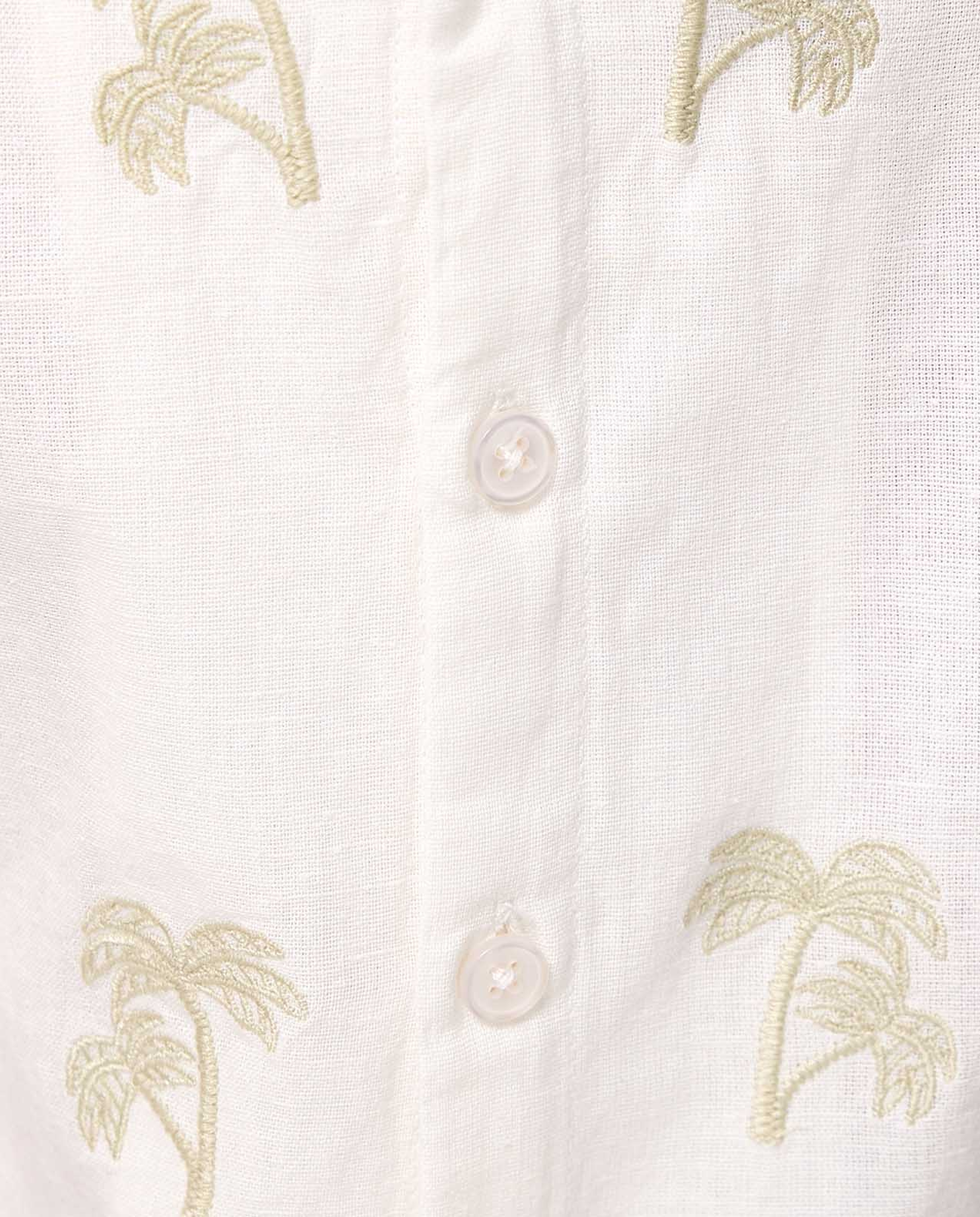 Embroidered Shirt with Revere Collar and Short Sleeves
