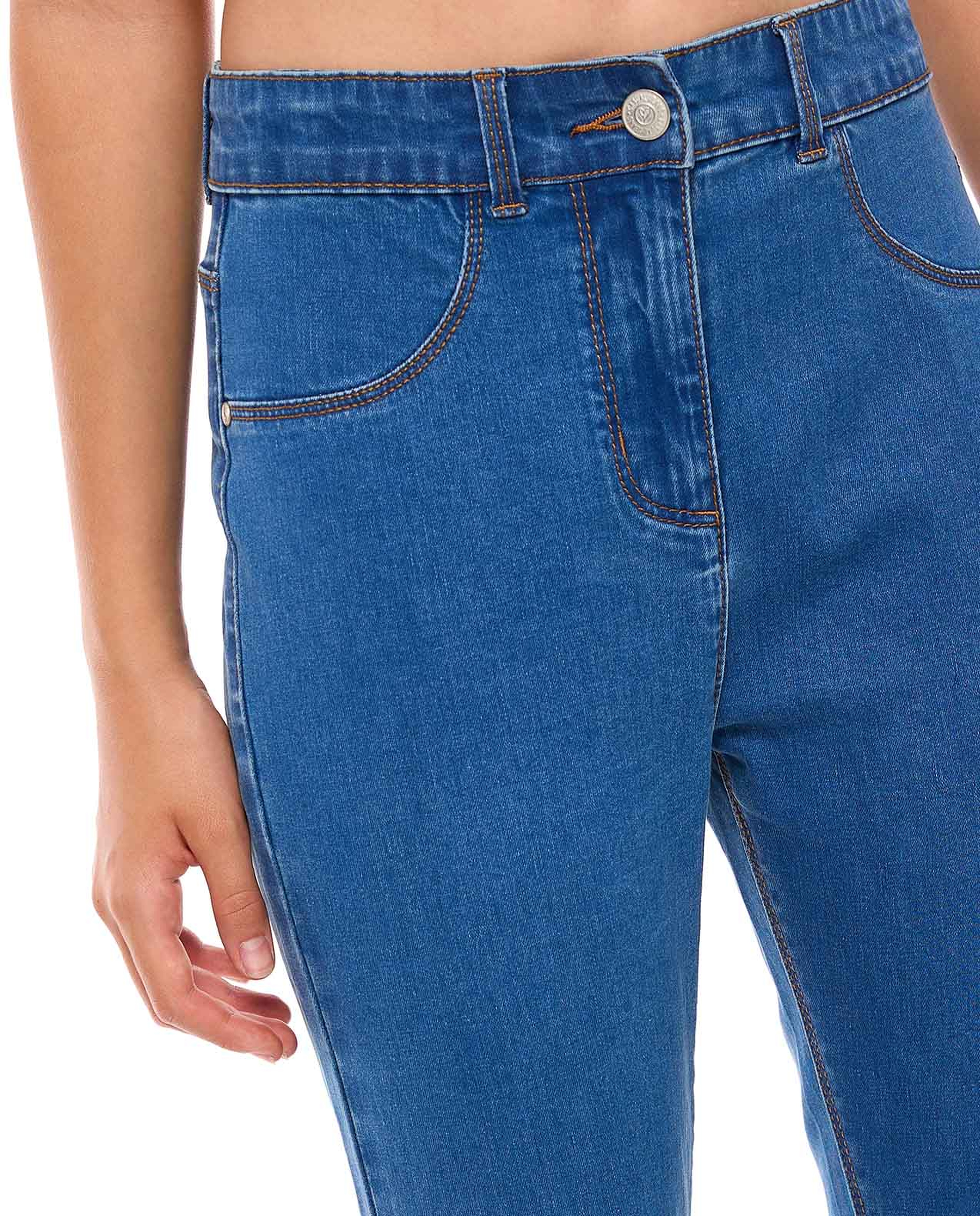 Washed Slim Fit Jeans with Button Closure