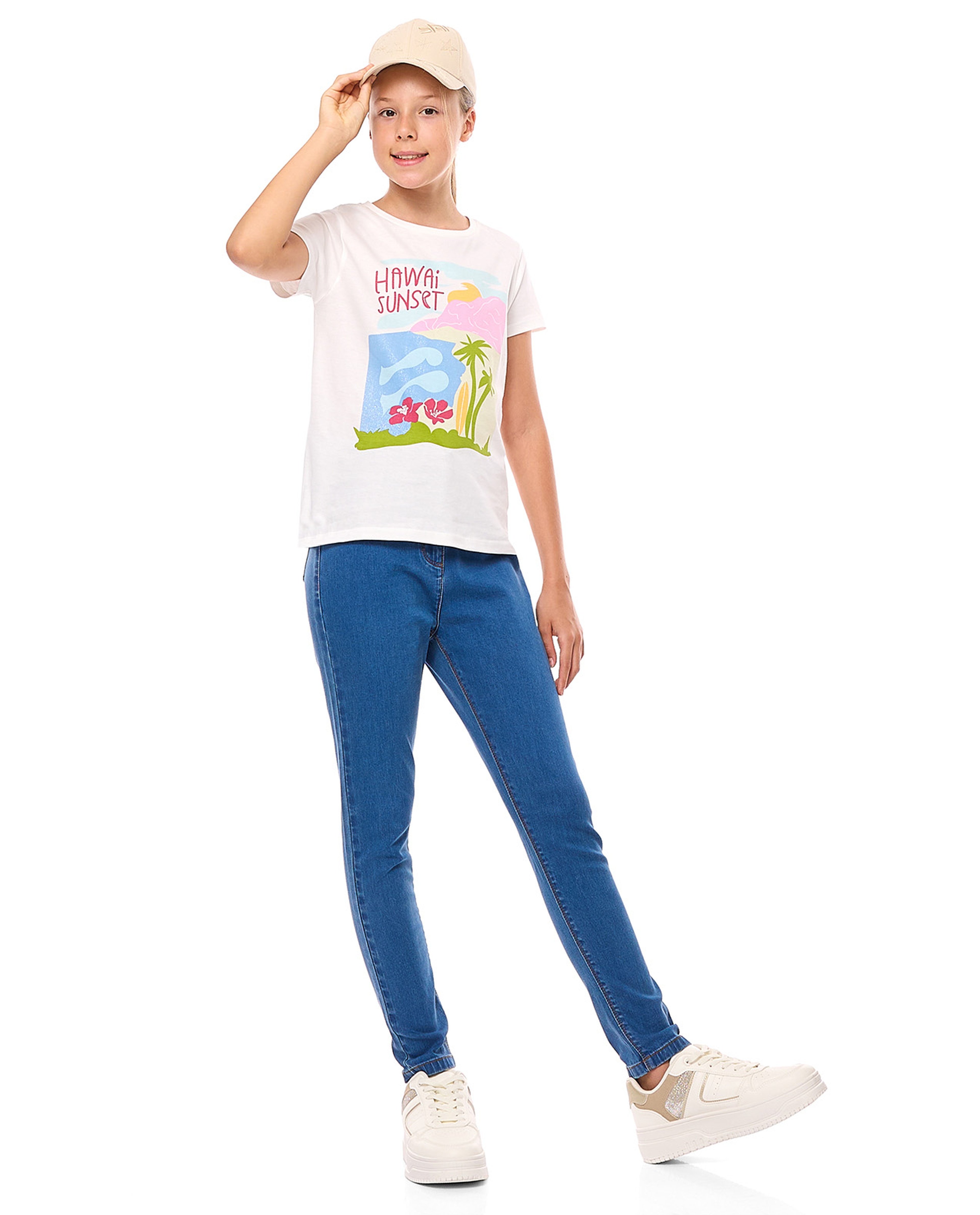 Washed Slim Fit Jeans with Button Closure