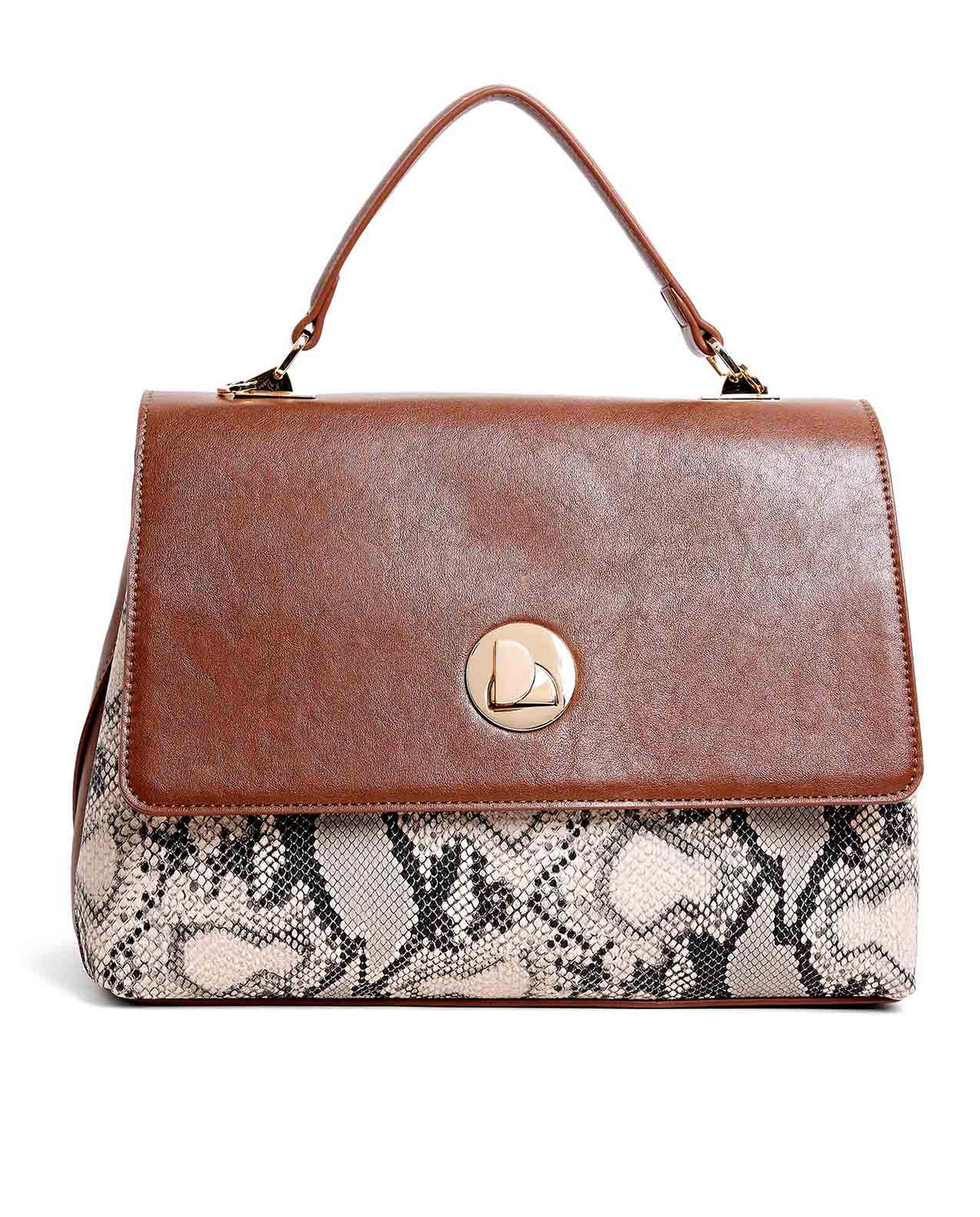 Snake Print Top Handle Bag