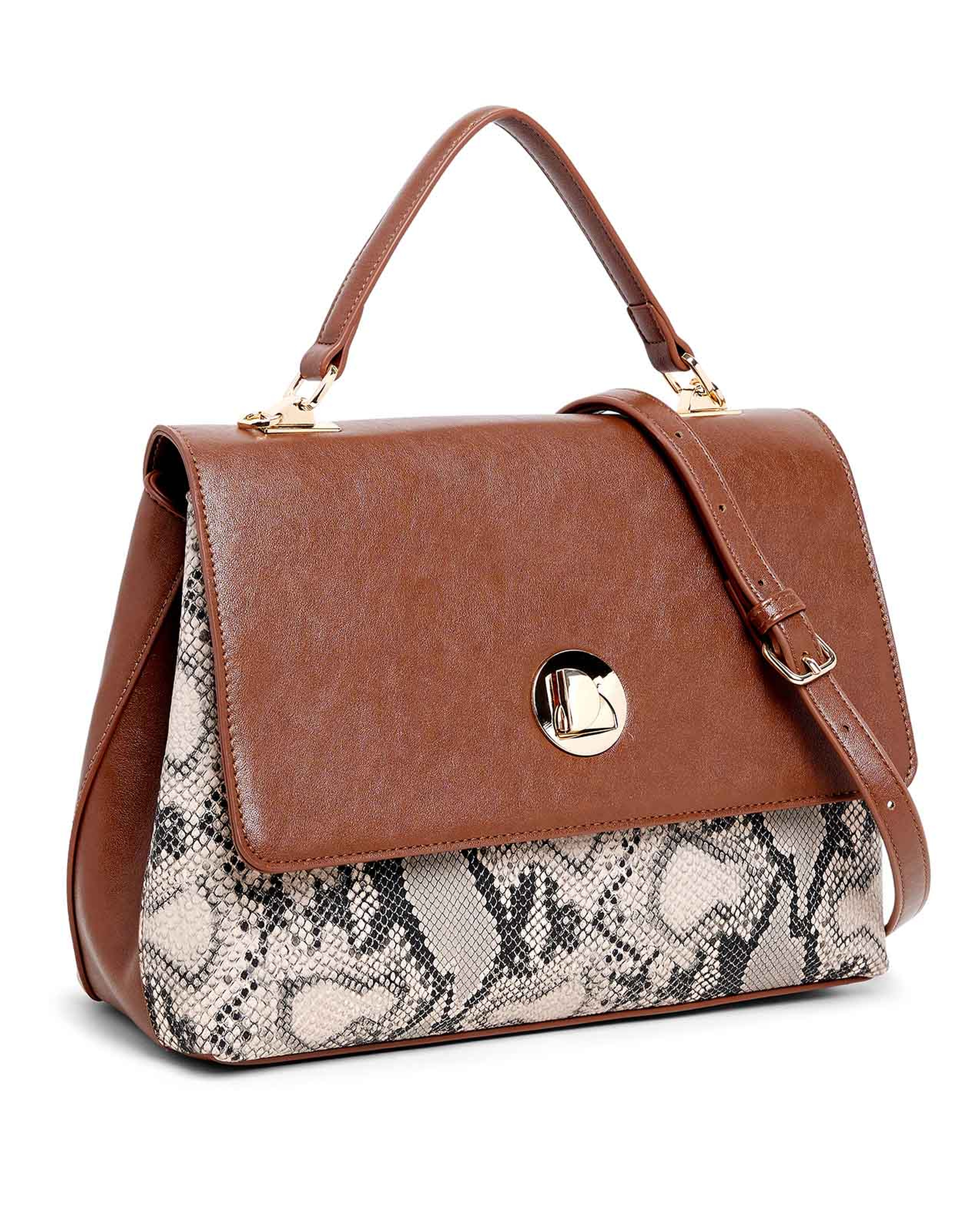 Snake Print Top Handle Bag