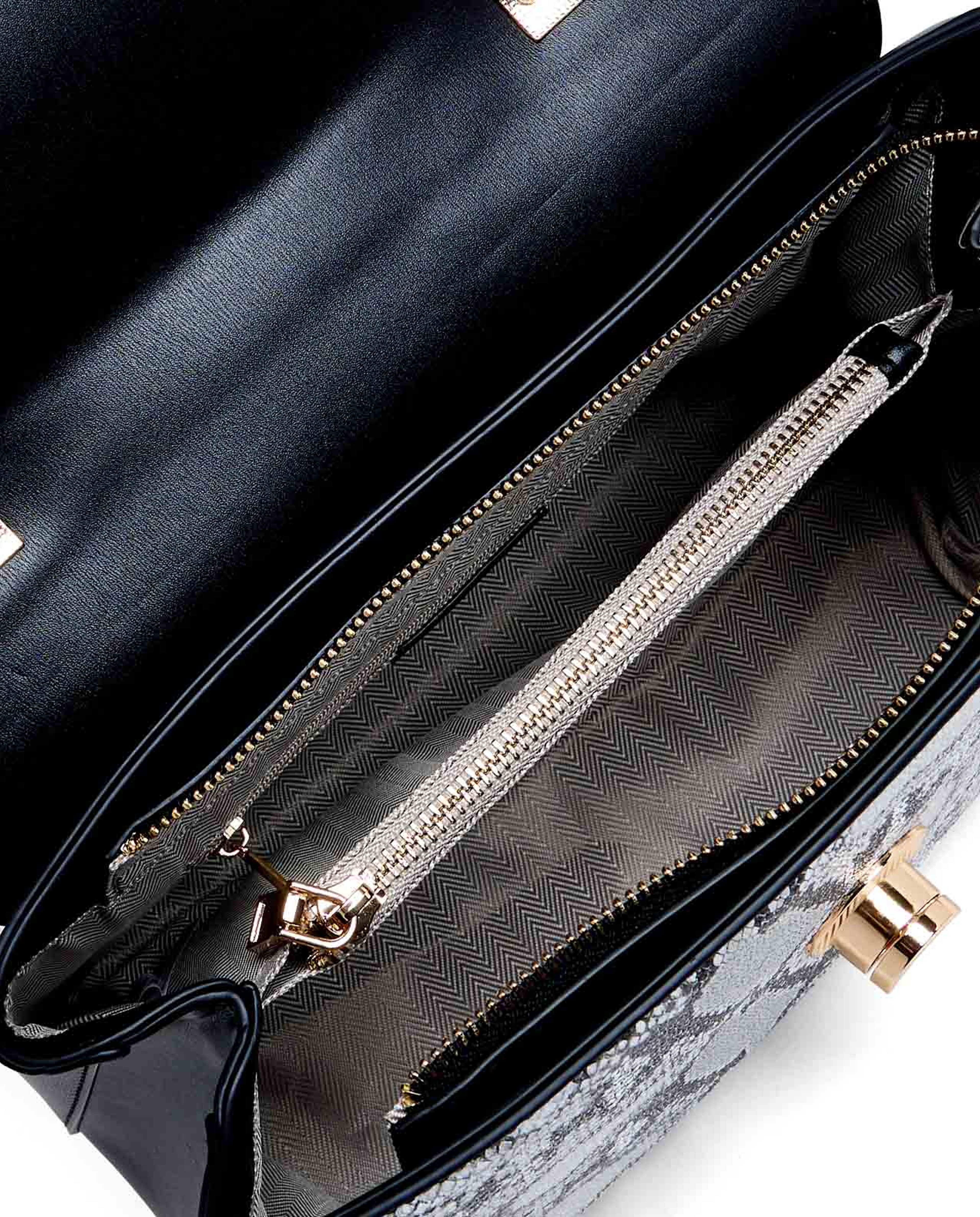 Snake Print Top Handle Bag