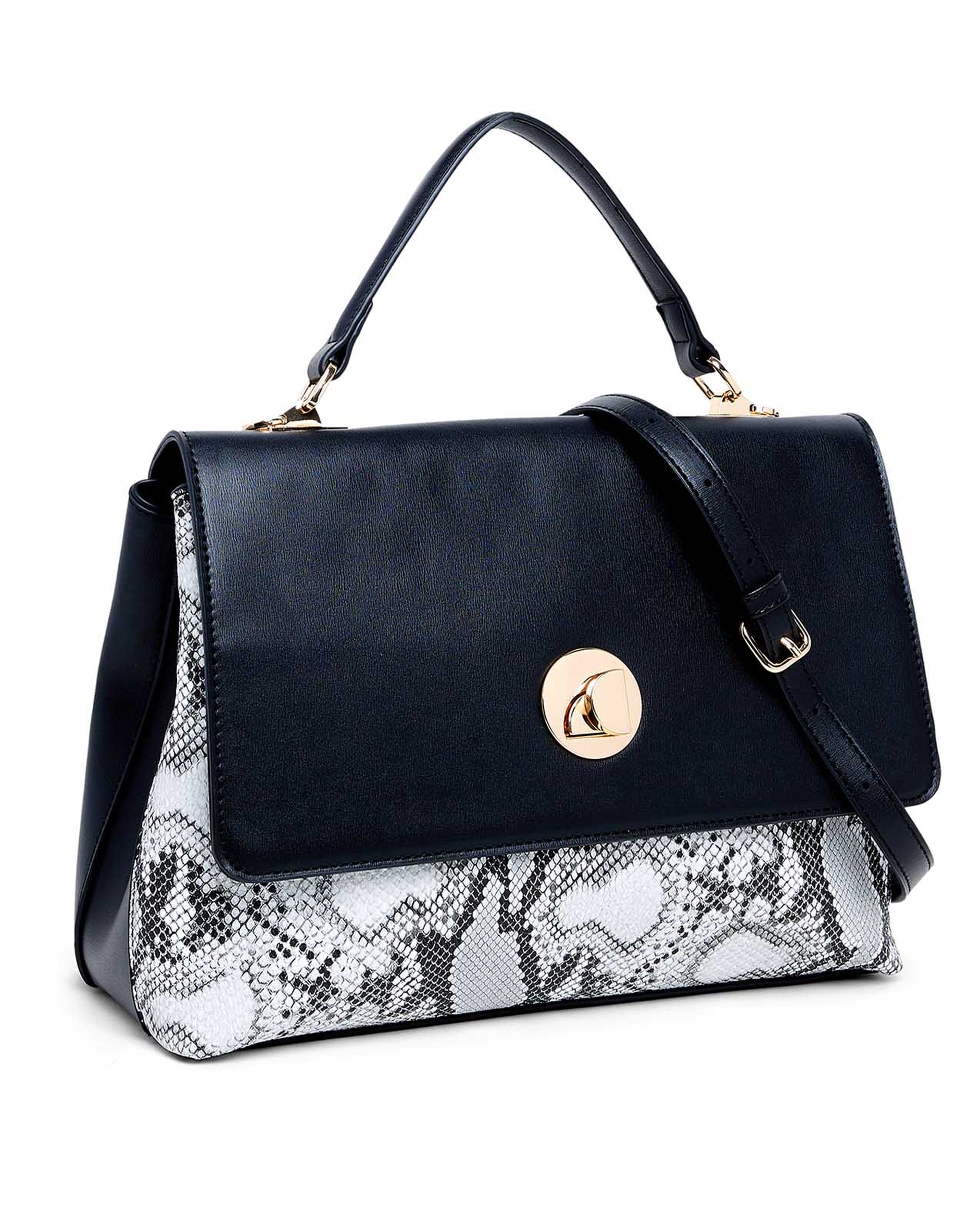 Snake Print Top Handle Bag