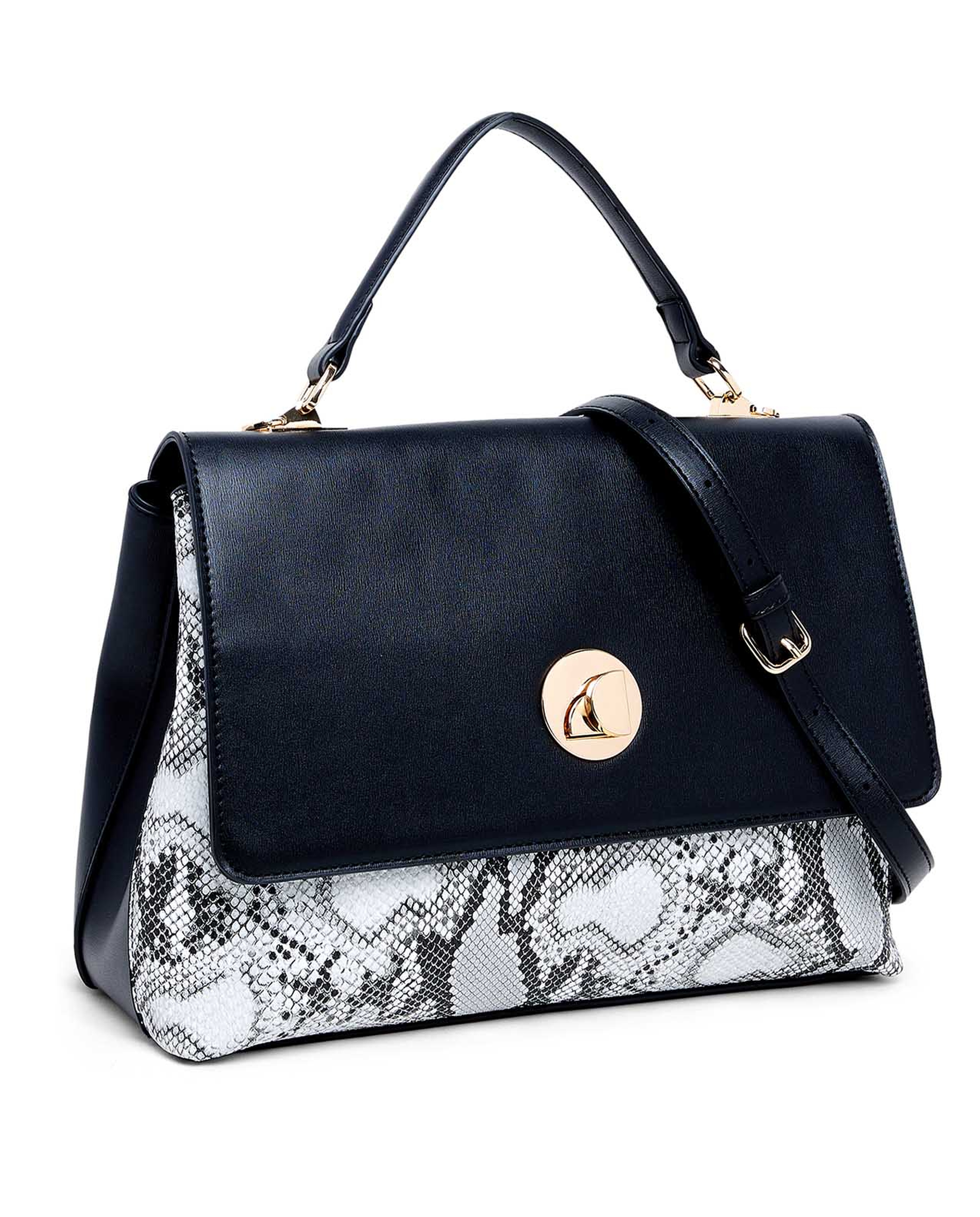Snake Print Top Handle Bag