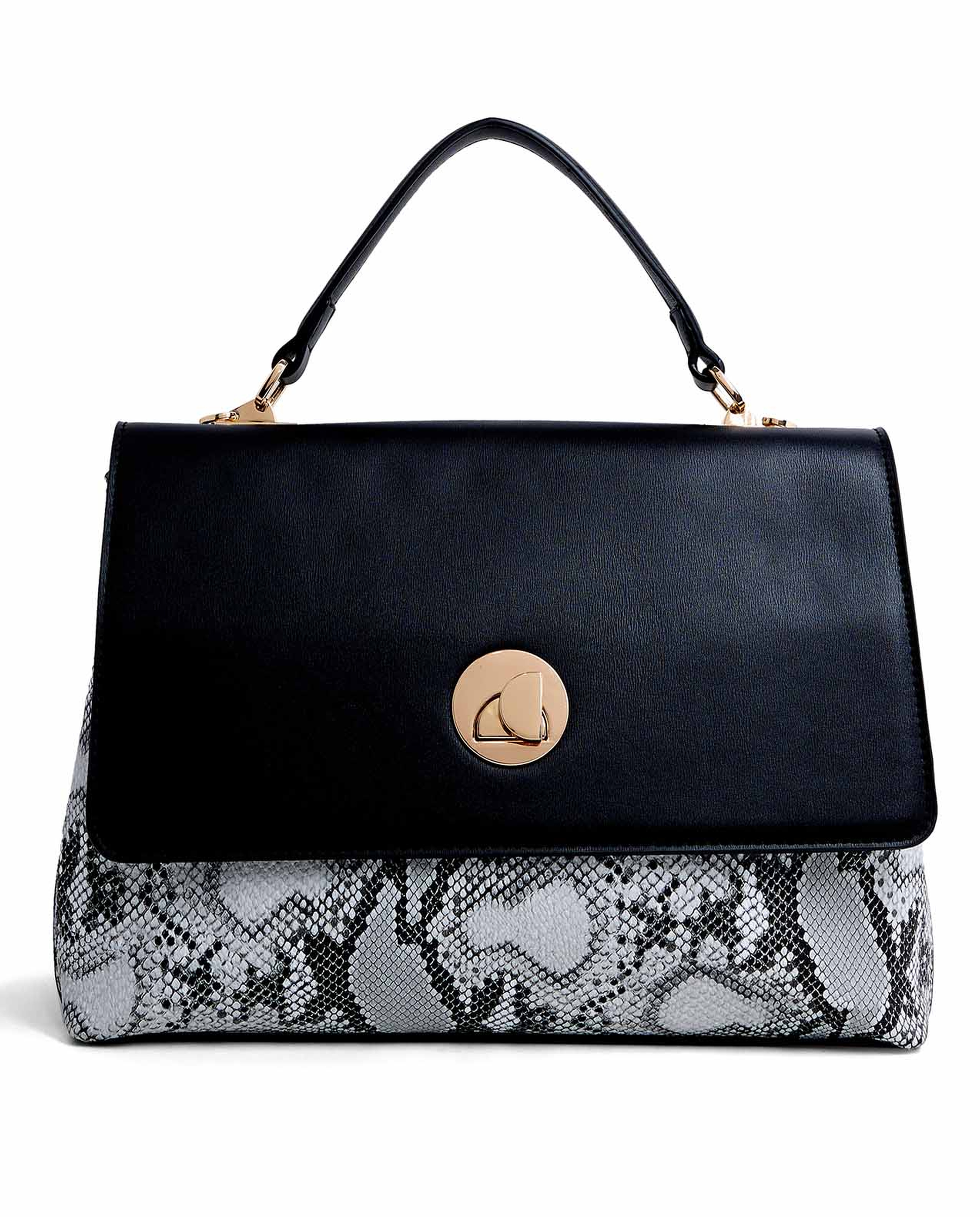 Snake Print Top Handle Bag