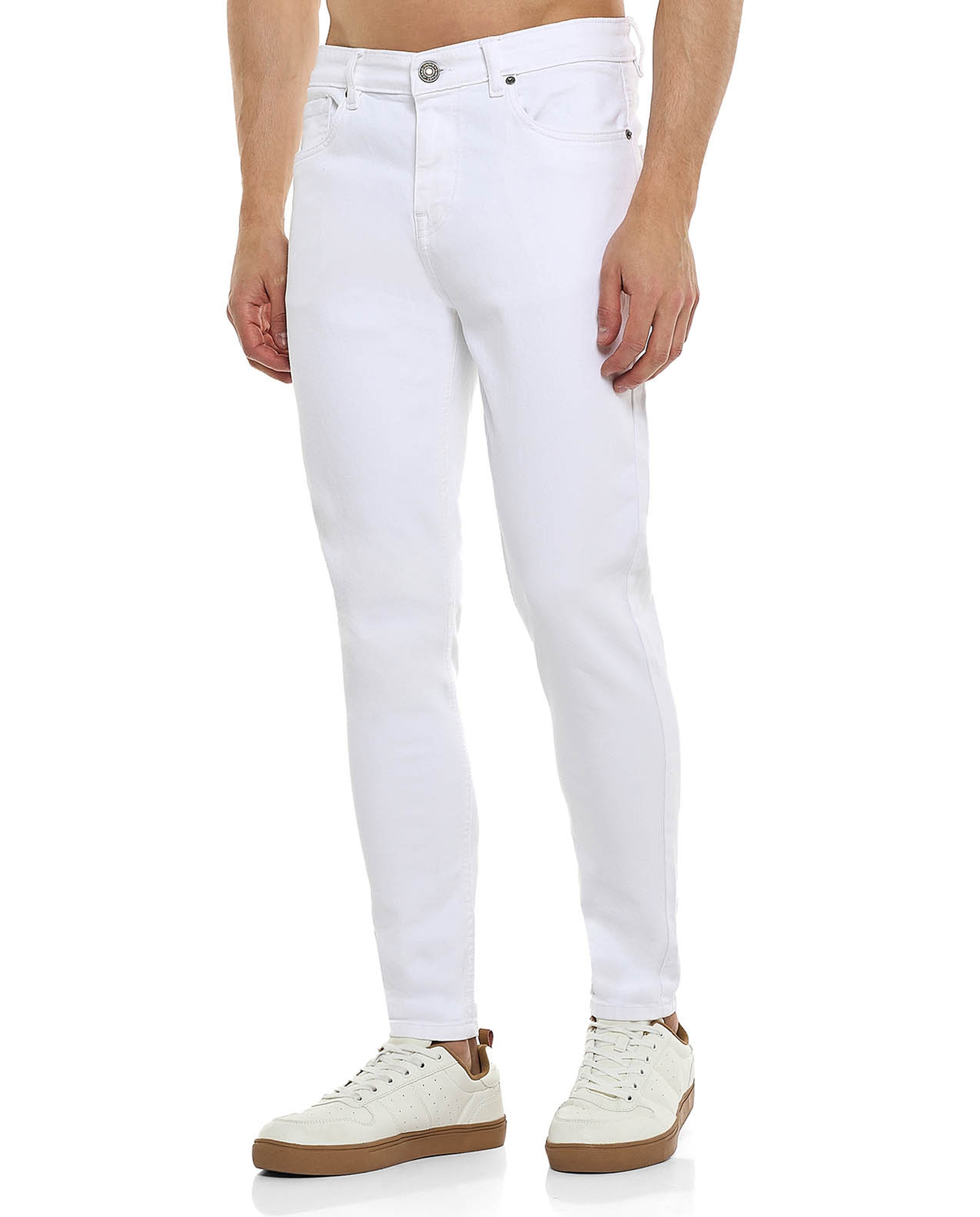 Solid Slim Fit Jeans with Button Closure