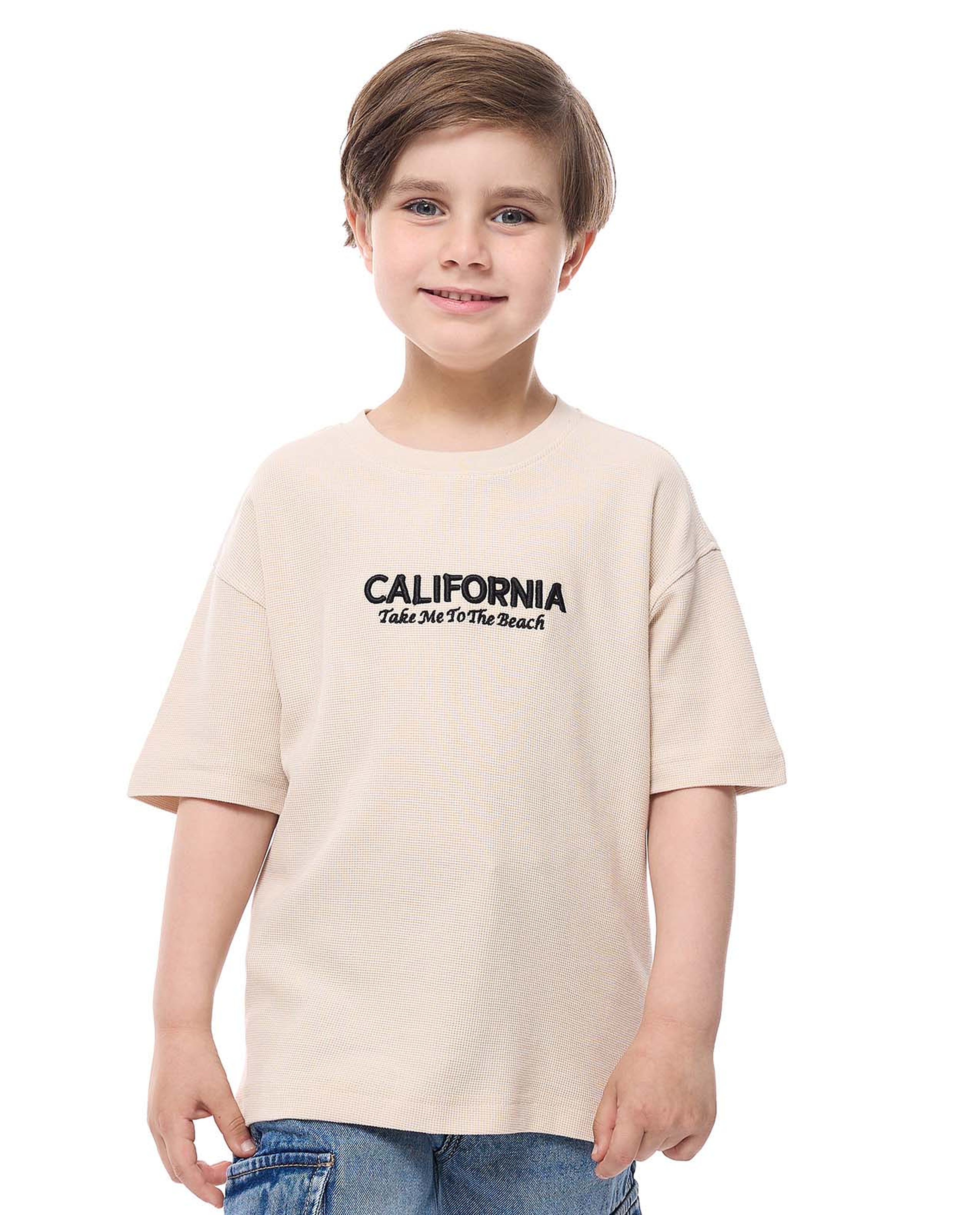 Printed T-Shirt with Crew Neck and Short Sleeves