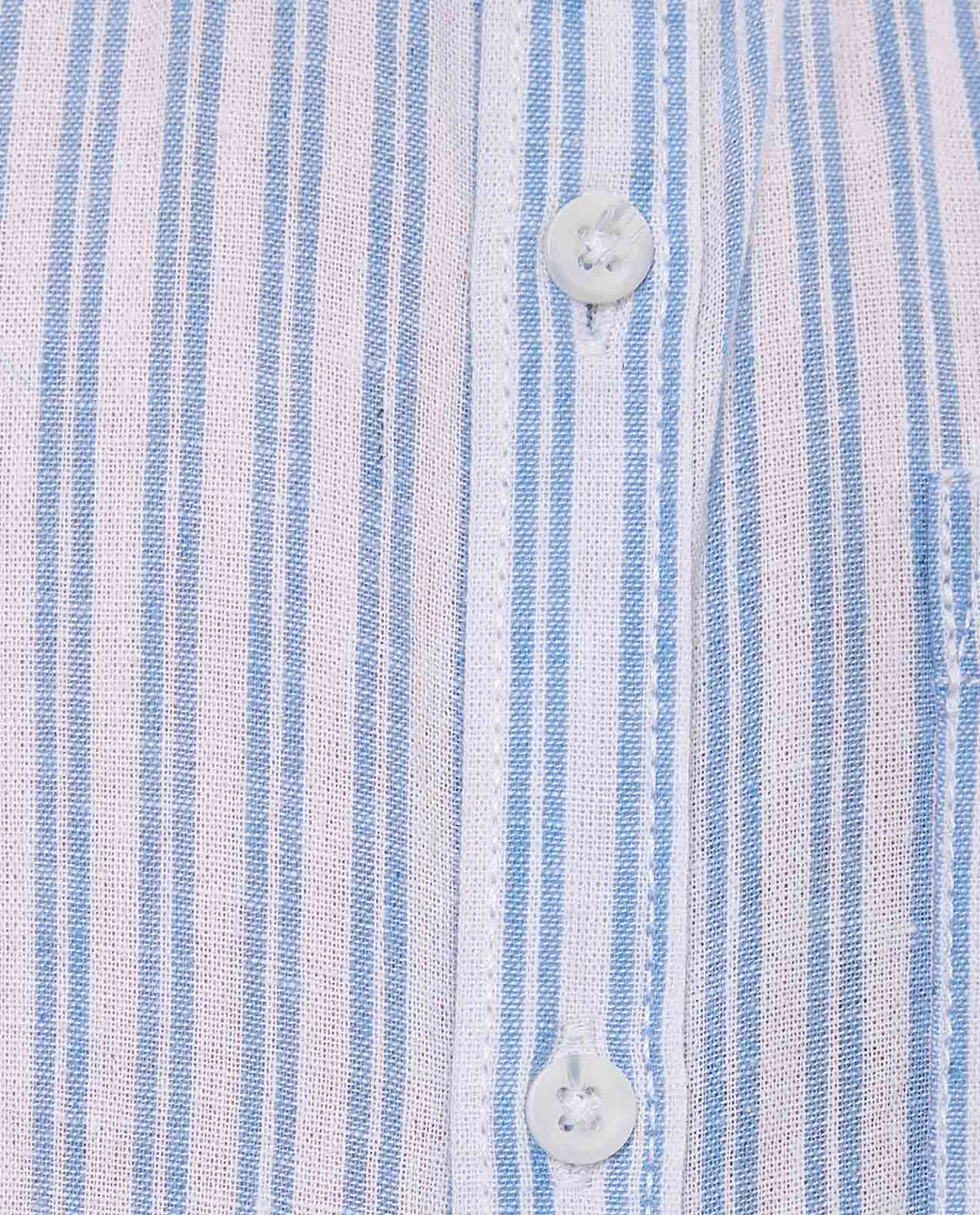 Striped Shirt with Mandarin Collar and Long Sleeves