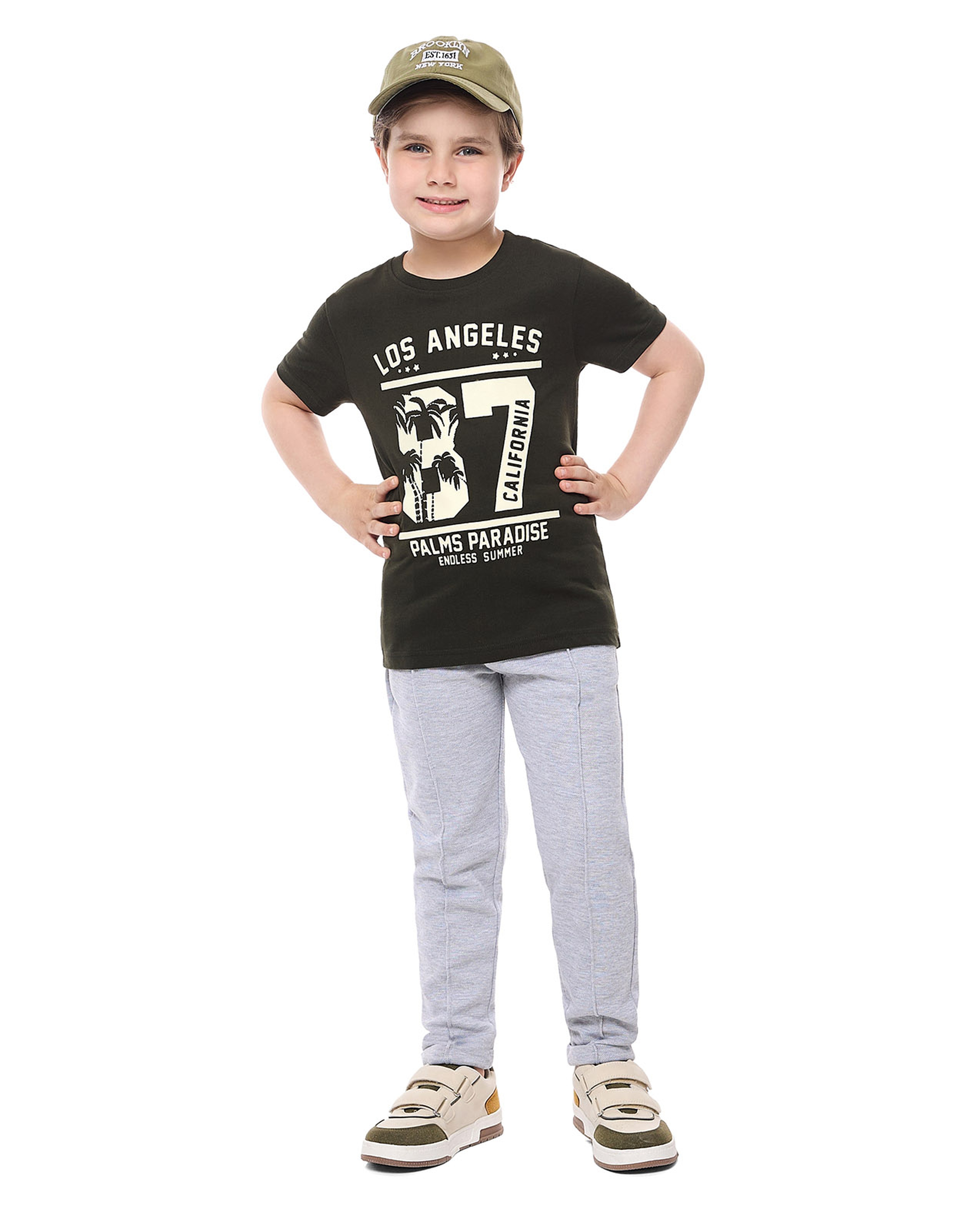 Printed T-Shirt with Crew Neck and Short Sleeves