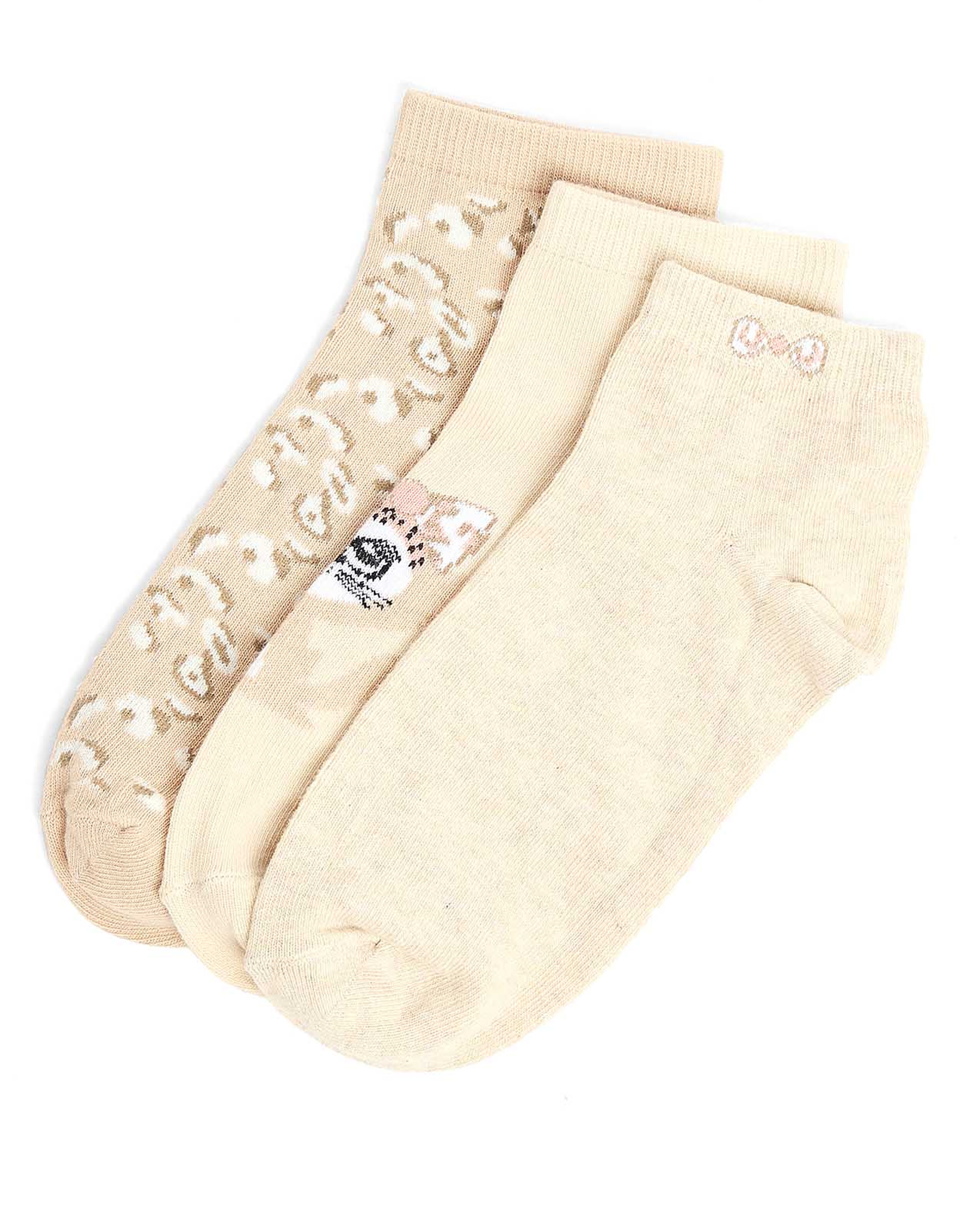 3 Pack Printed Ankle Socks
