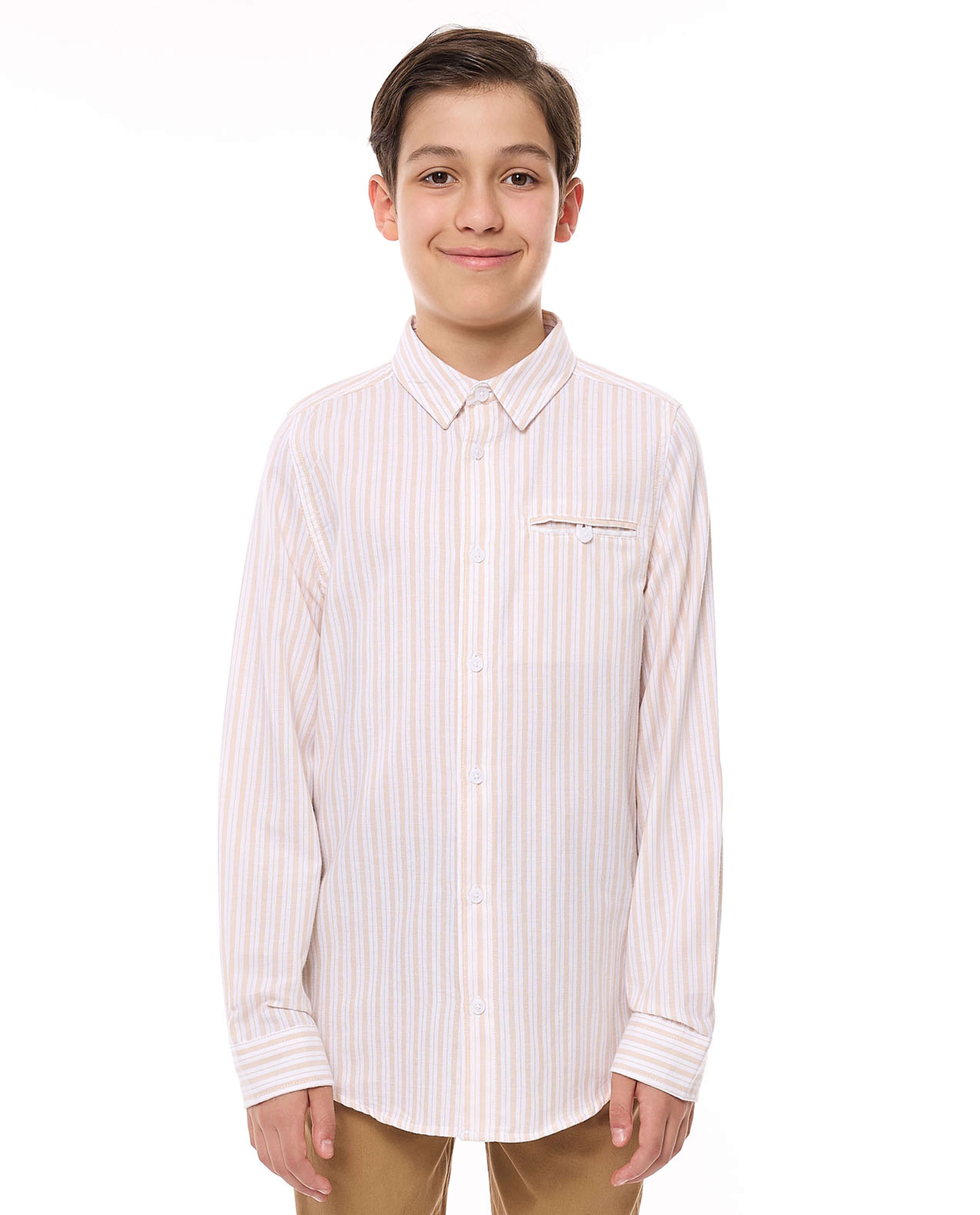 Pocket Detail Shirt with Classic Collar and Long Sleeves