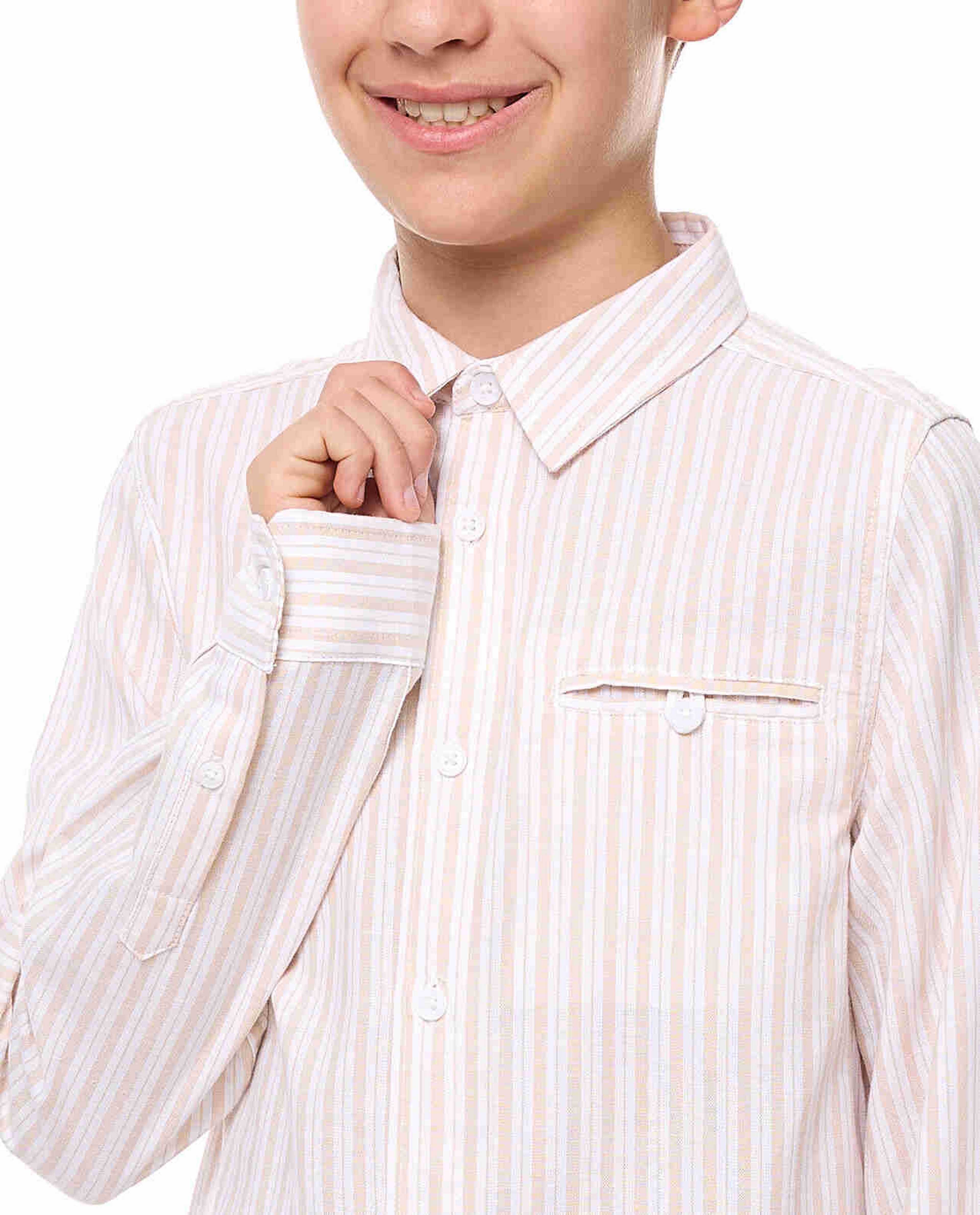 Pocket Detail Shirt with Classic Collar and Long Sleeves