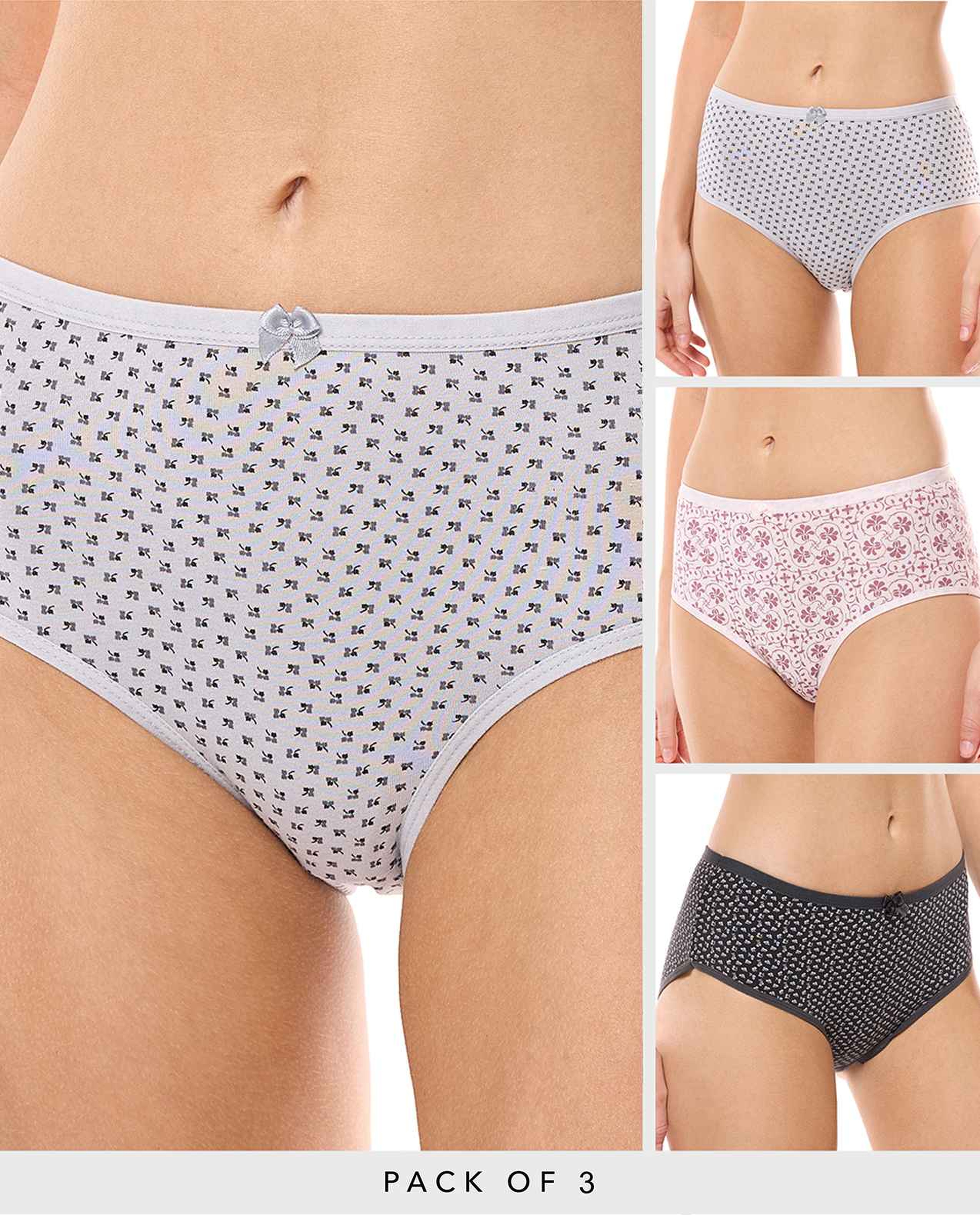 3 Pack Printed Hipster Briefs