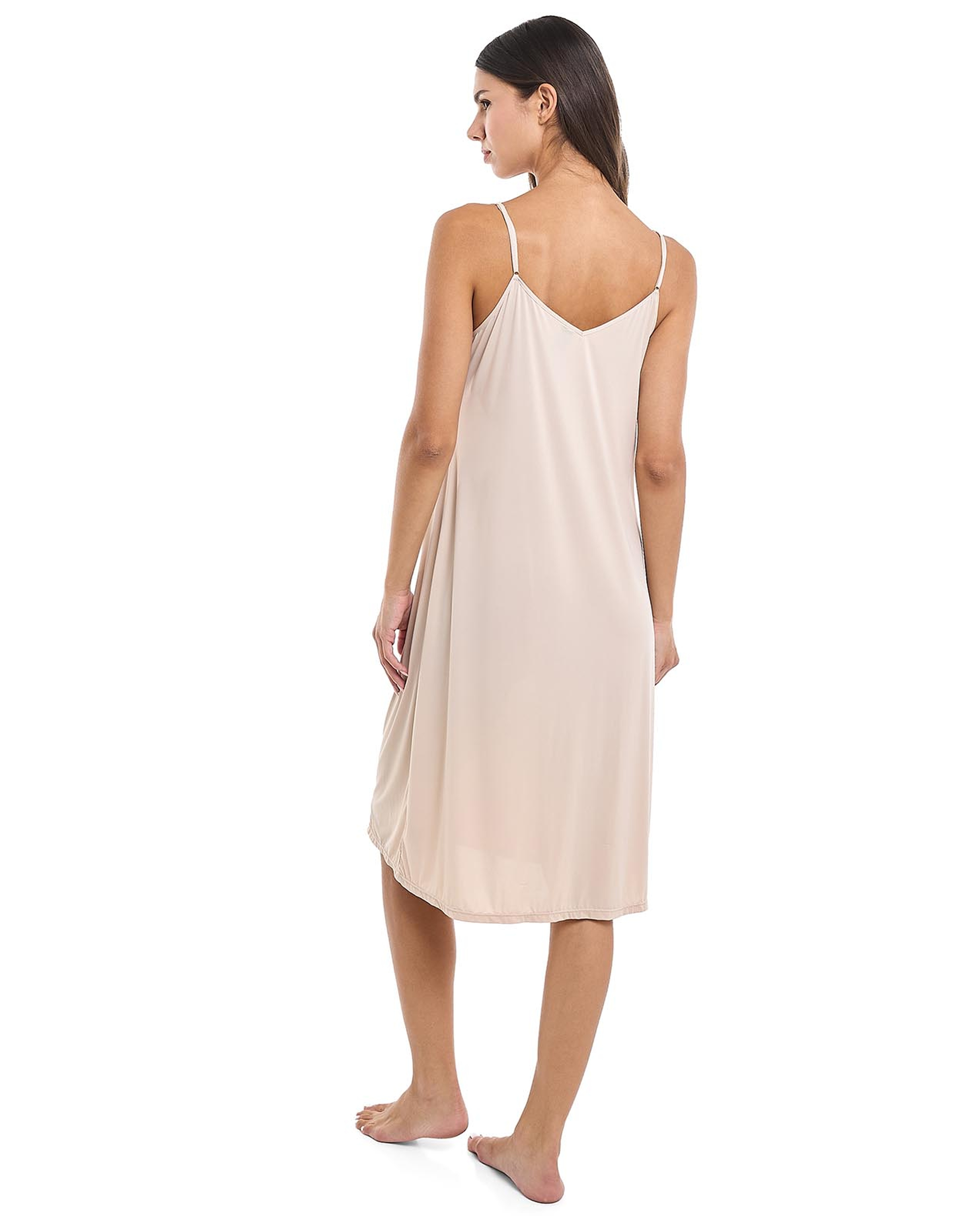 Lace Trim Strappy Nightdress with Scoop Neck