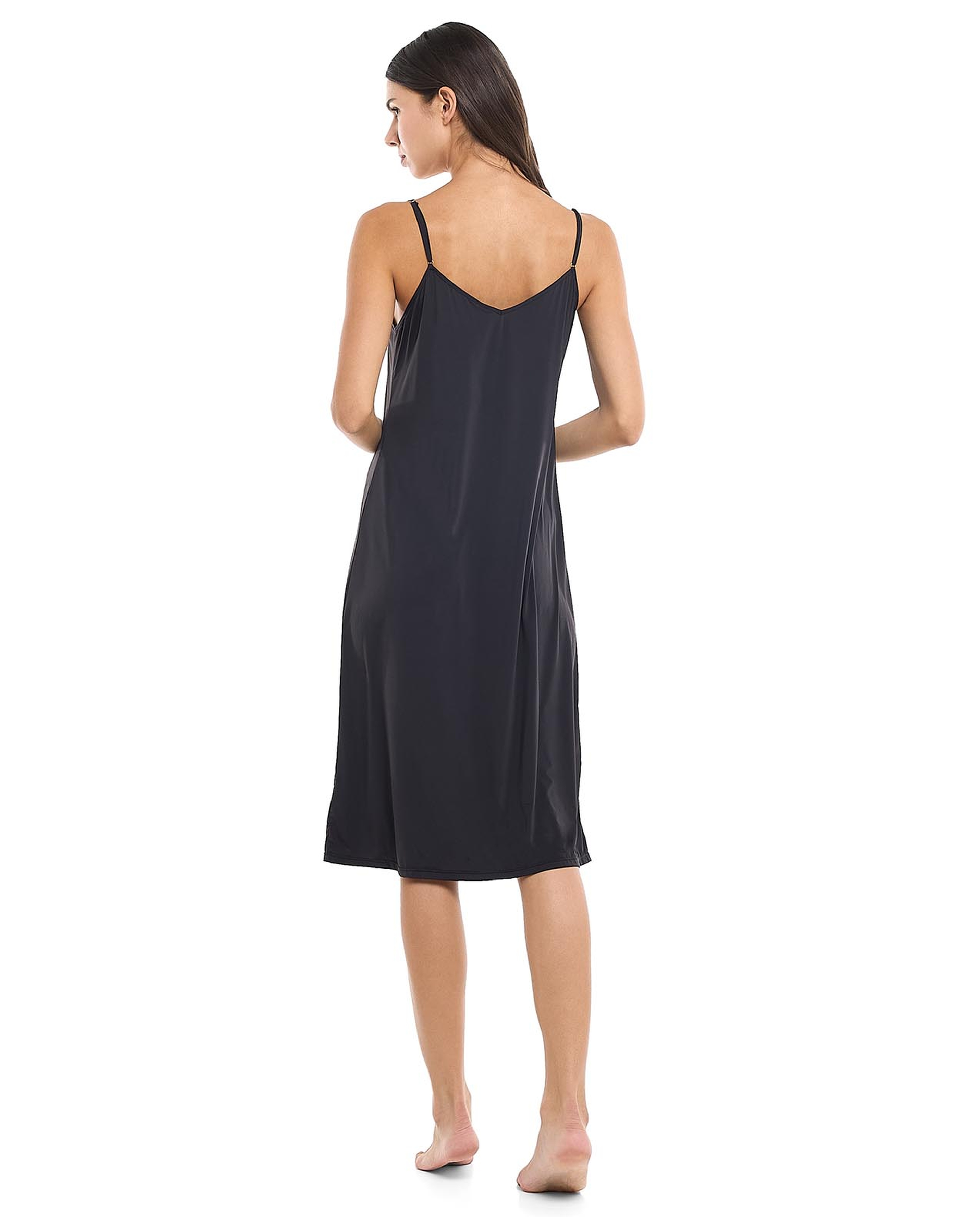 Lace Trim Strappy Nightdress with Scoop Neck