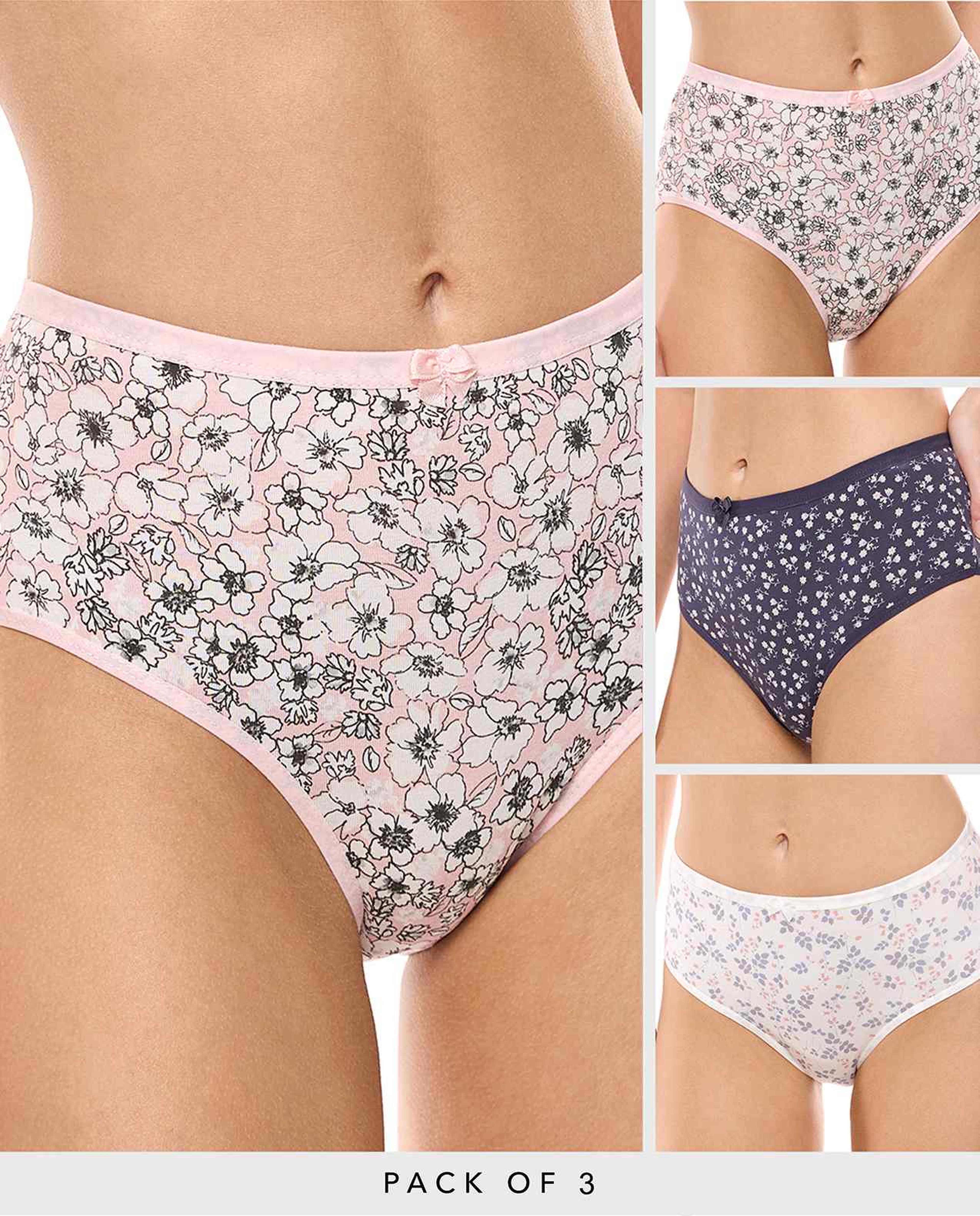 3 Pack Printed Hipster Briefs