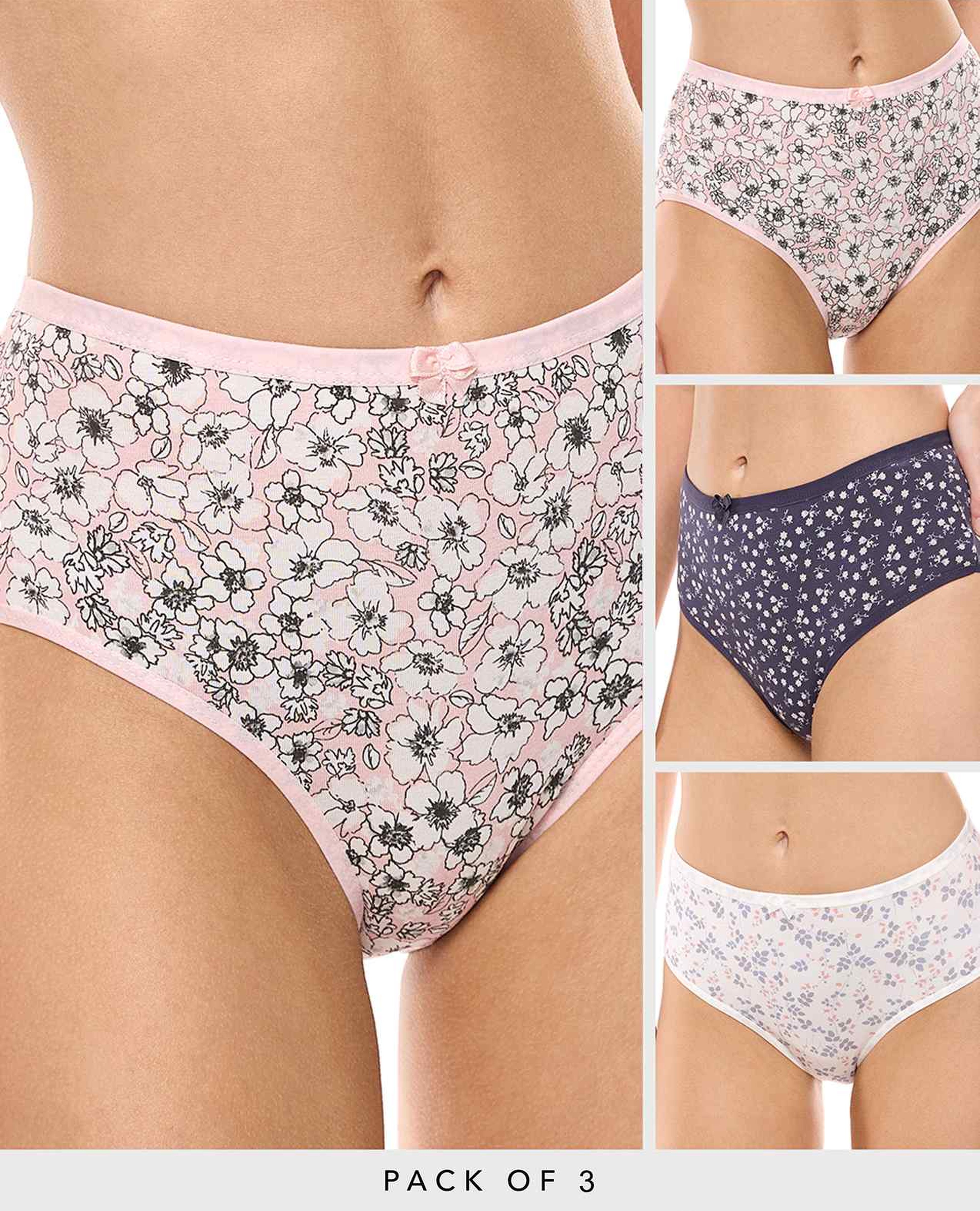 طقم سروال داخلي هيبستر بطبعة - 3 قطع