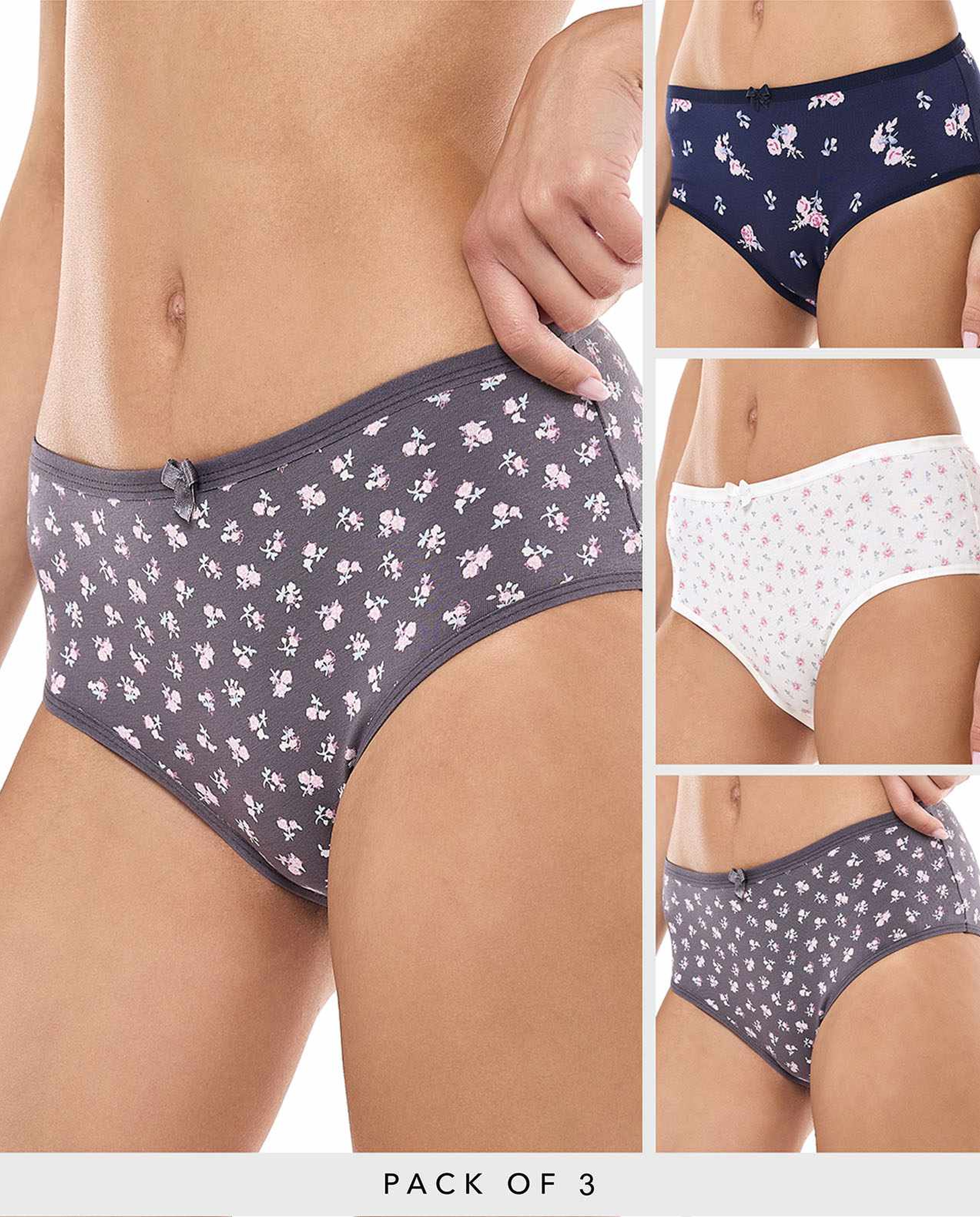 3 Pack Printed Hipster Briefs