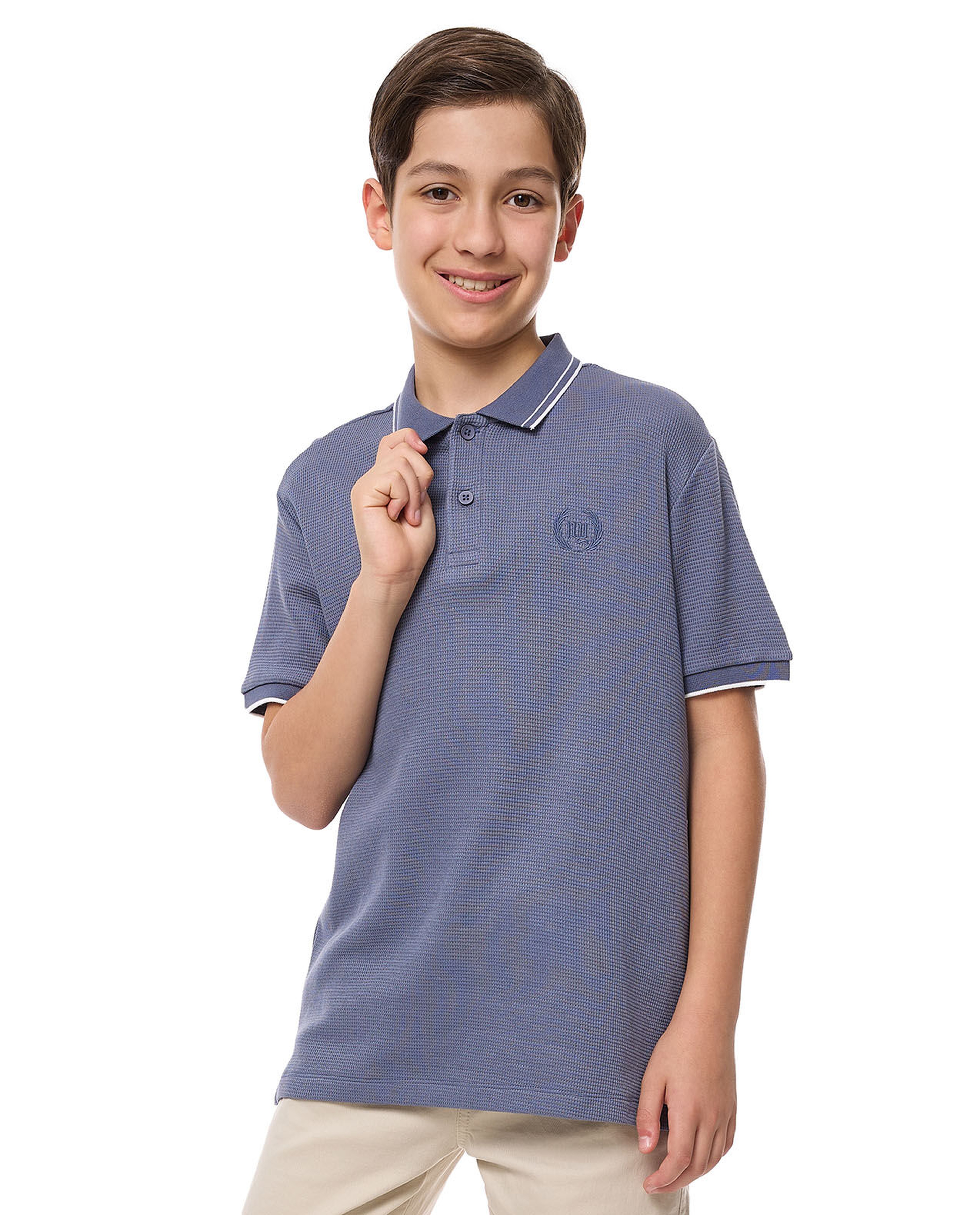 Embroidered Detail Polo T-Shirt with Short Sleeves