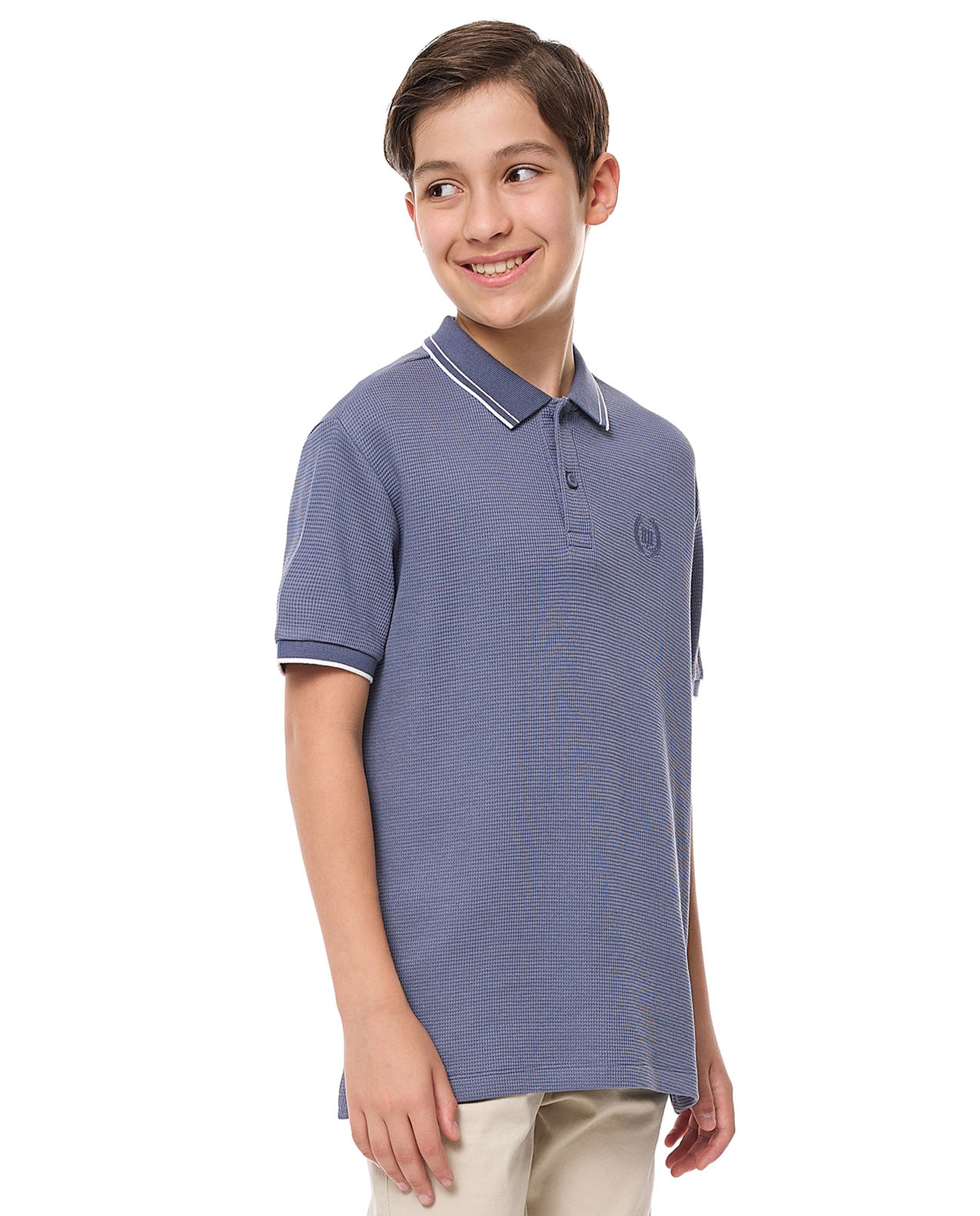 Embroidered Detail Polo T-Shirt with Short Sleeves