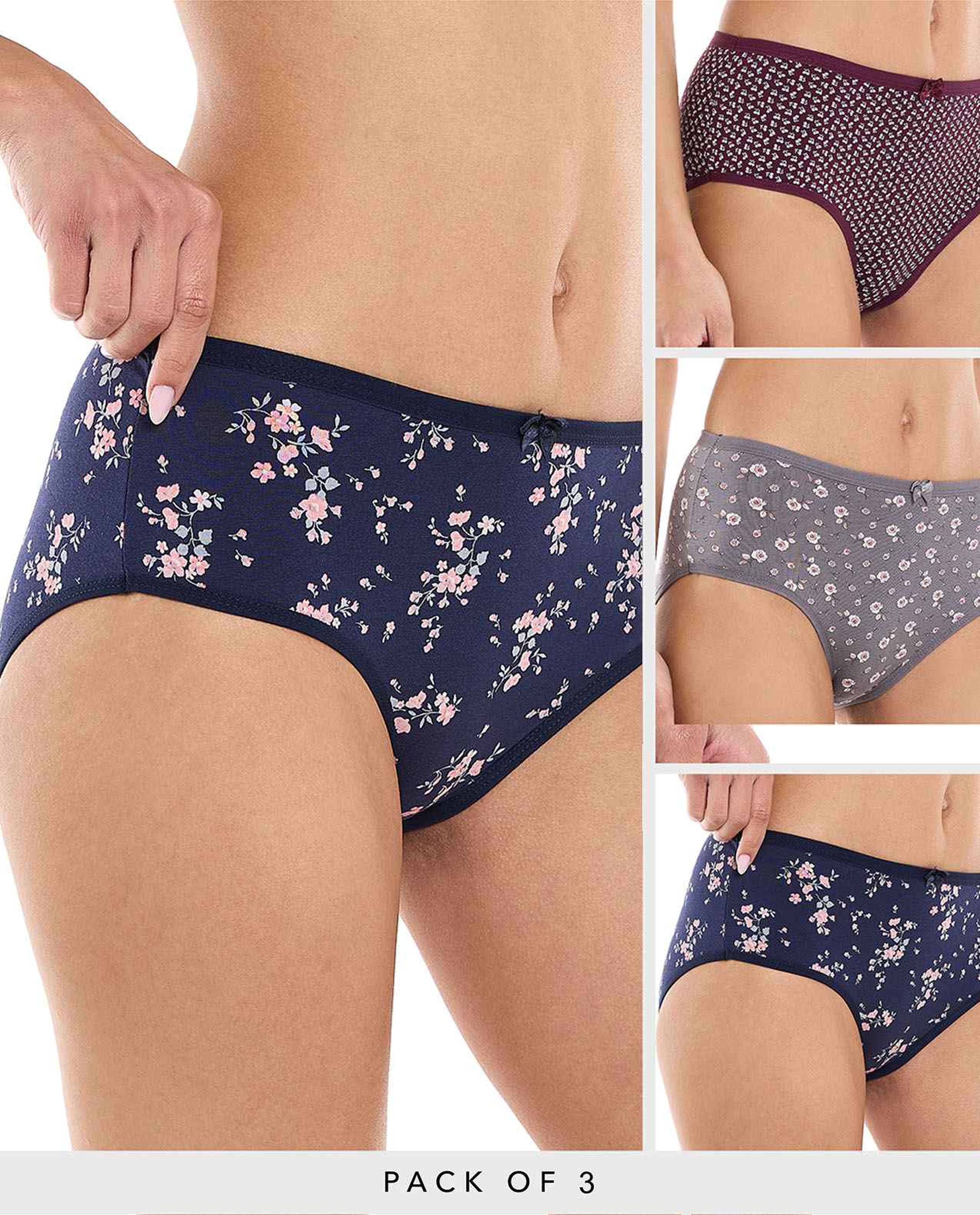 3 Pack Printed Hipster Briefs