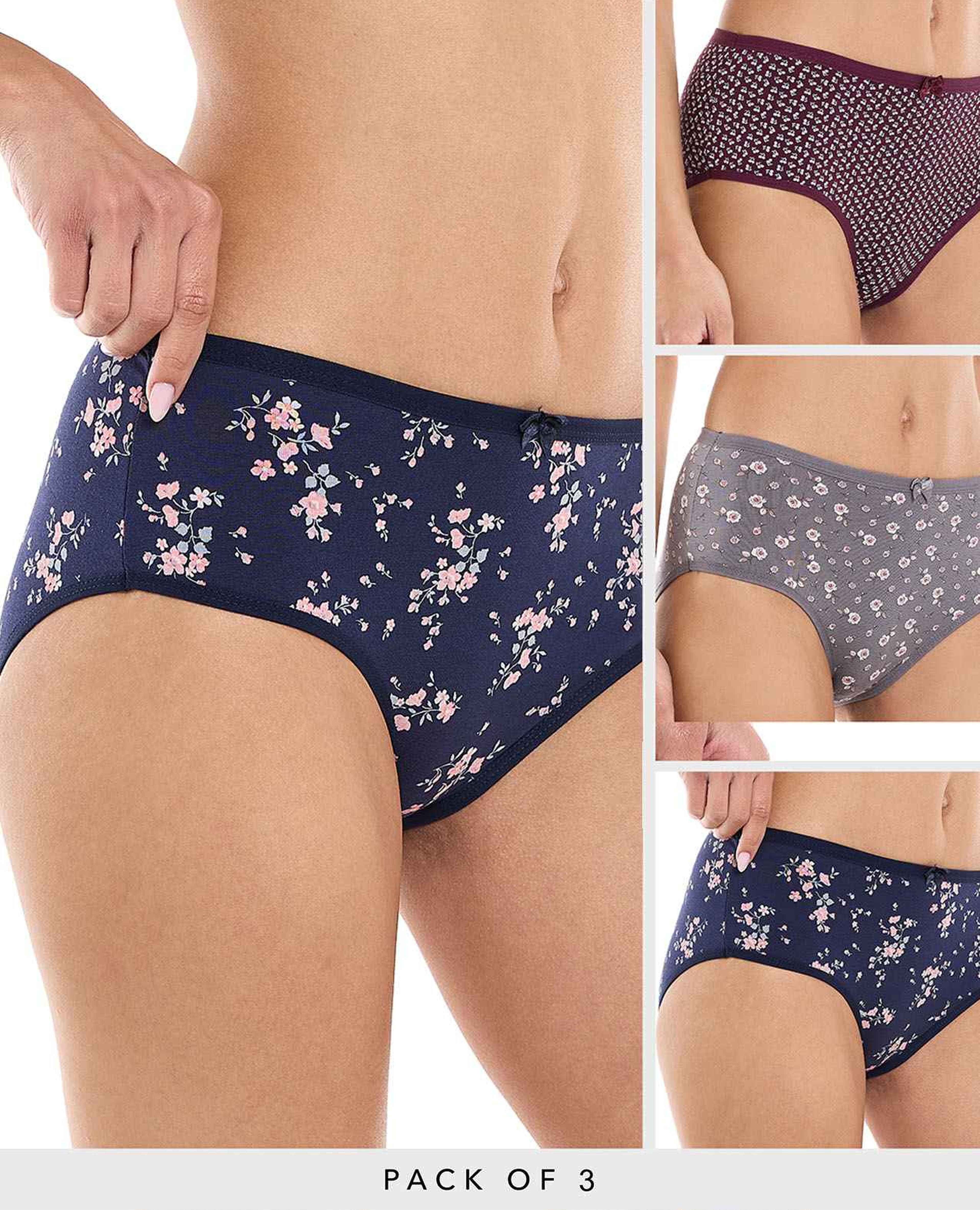 3 Pack Printed Hipster Briefs