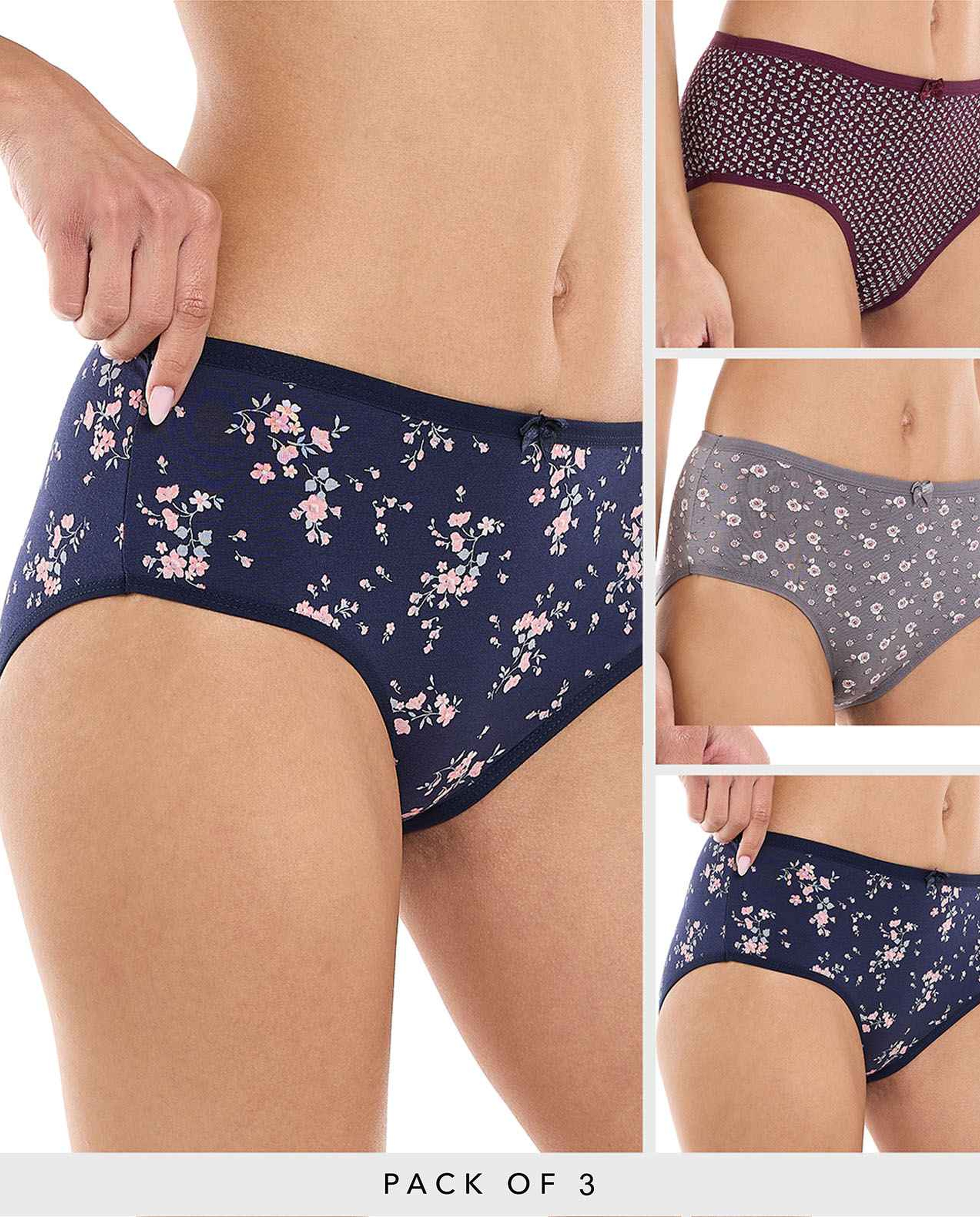 3 Pack Printed Hipster Briefs