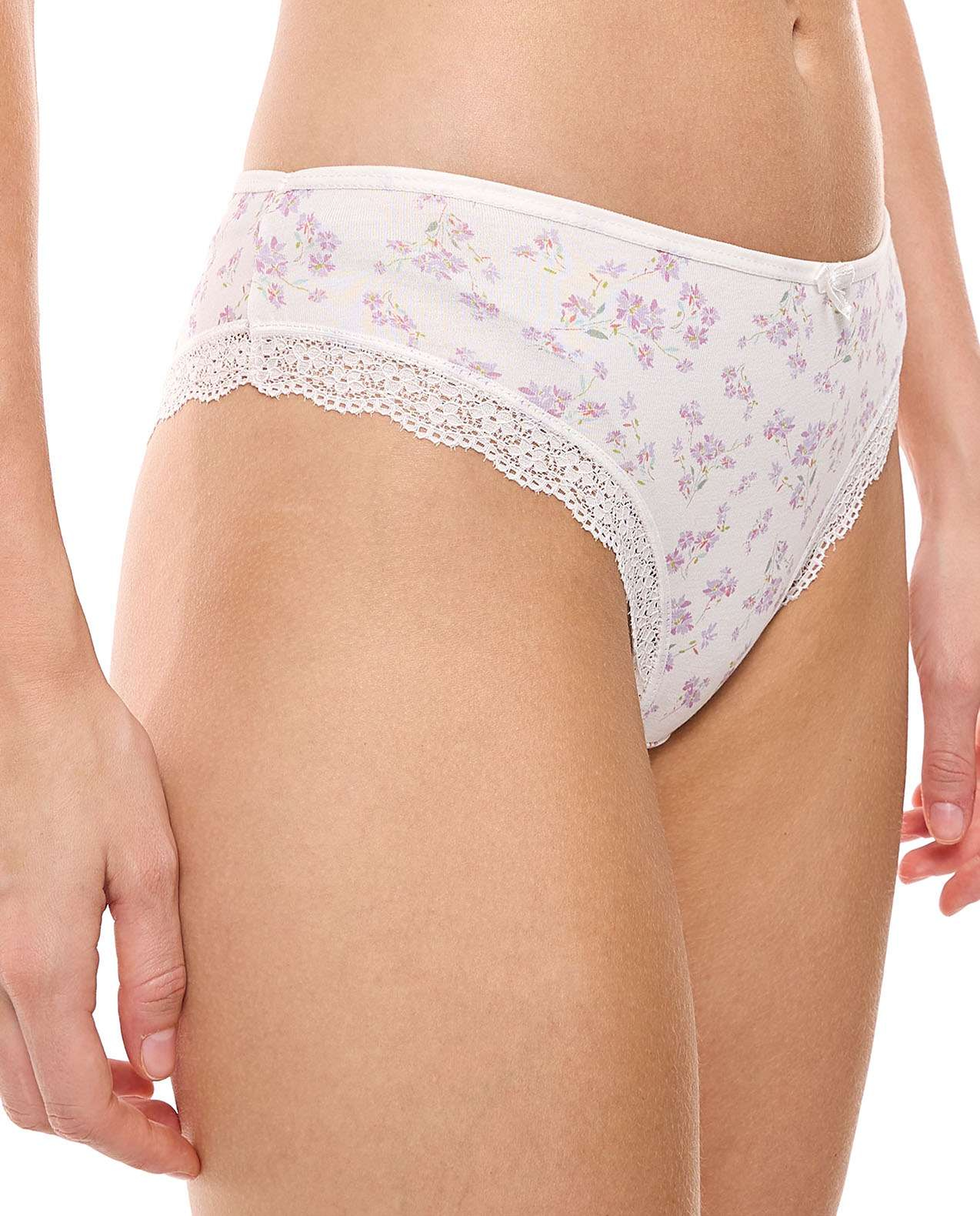 3 Pack Printed Lace Trim Brazilian Briefs