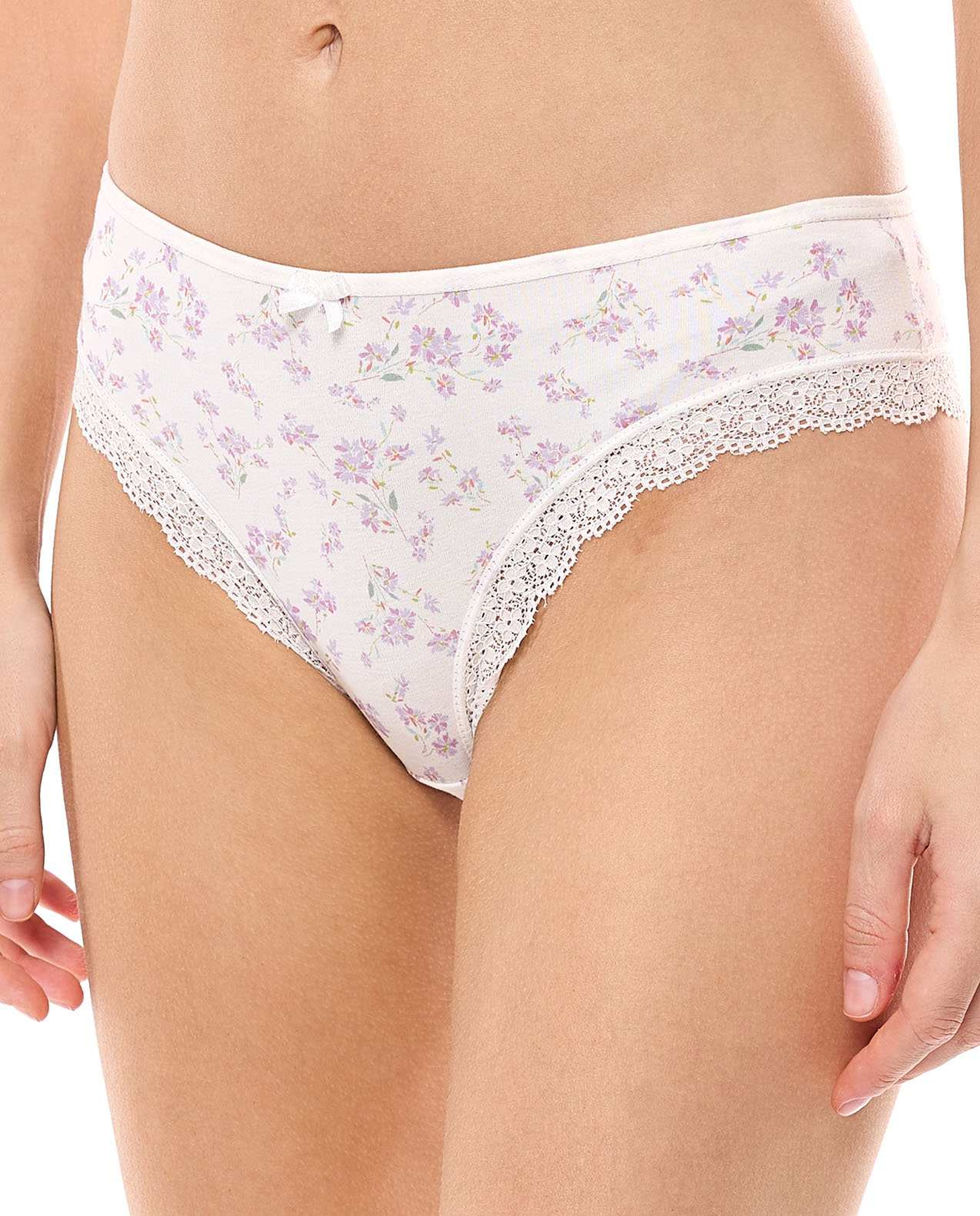 3 Pack Printed Lace Trim Brazilian Briefs