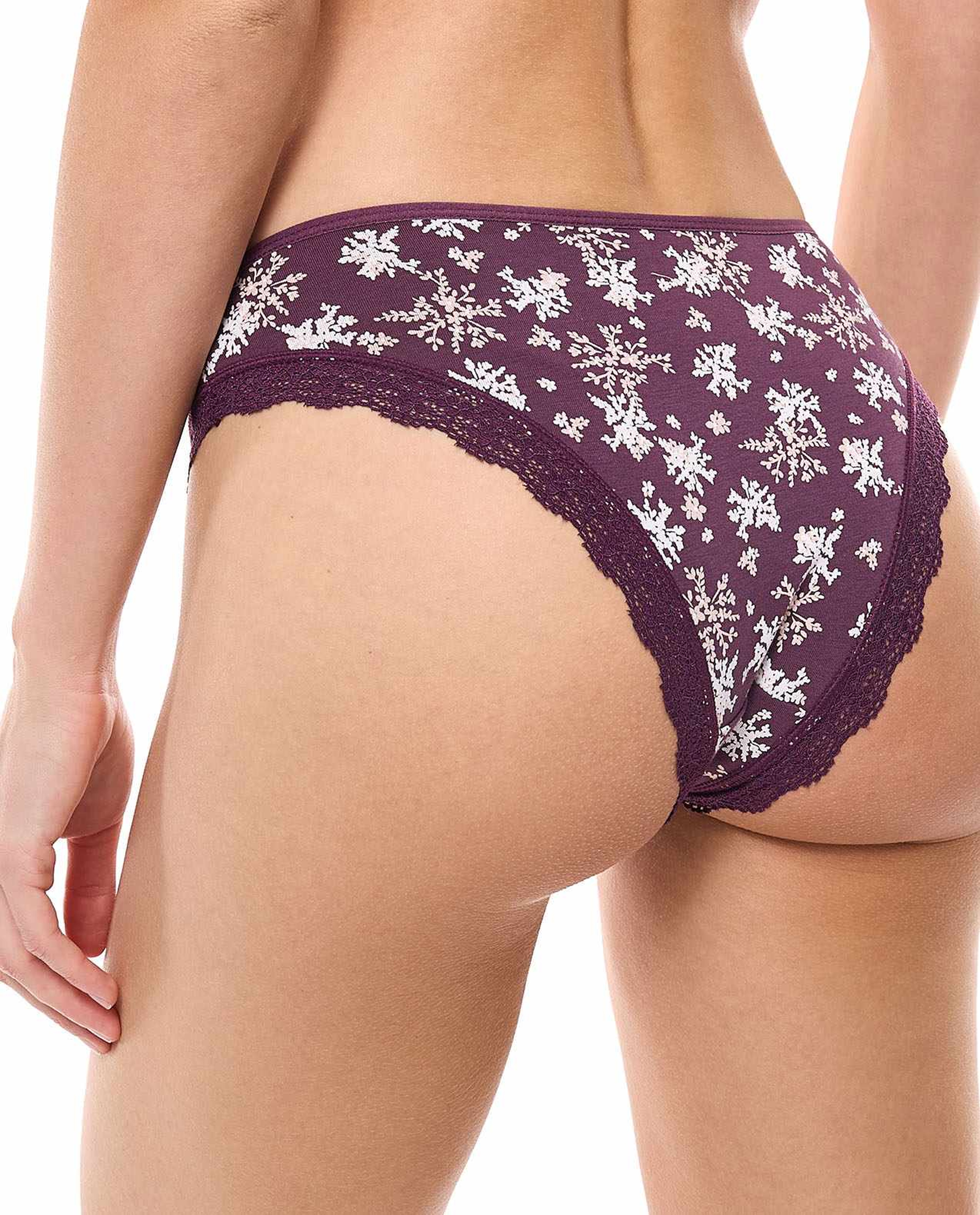 3 Pack Printed Lace Trim Brazilian Briefs