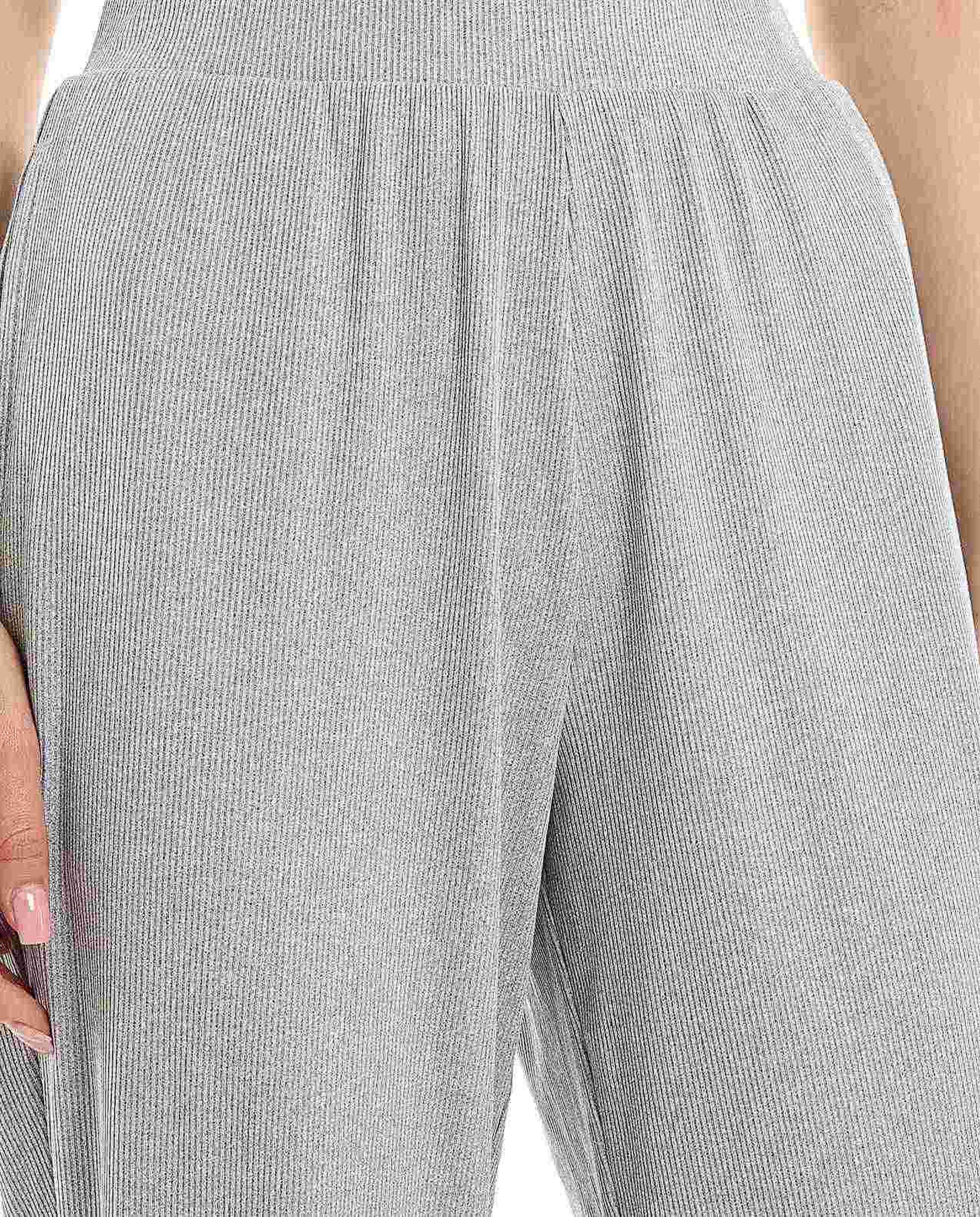 Ribbed Lounge Pants with Elastic Waist