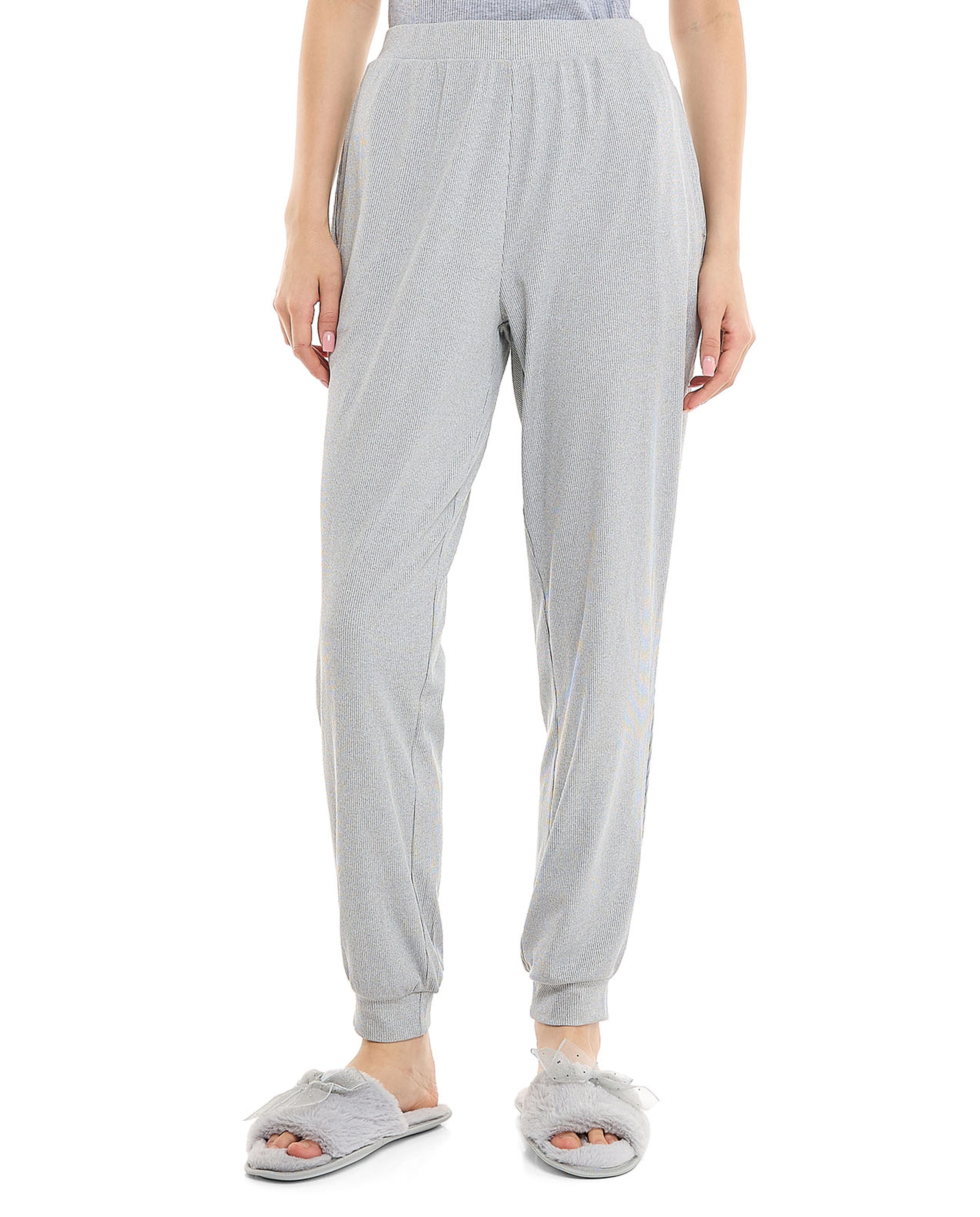 Ribbed Lounge Pants with Elastic Waist