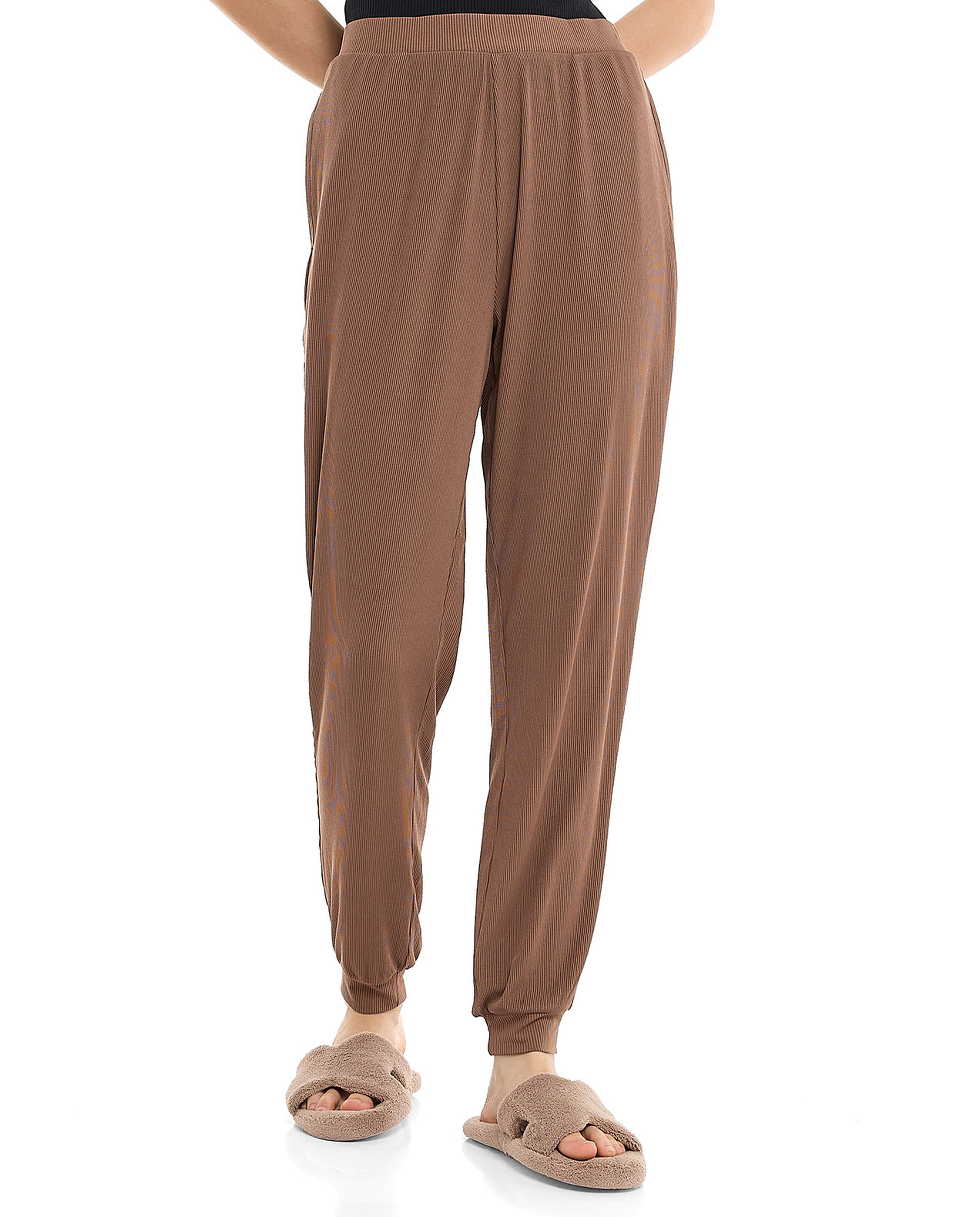 Ribbed Lounge Pants with Elastic Waist