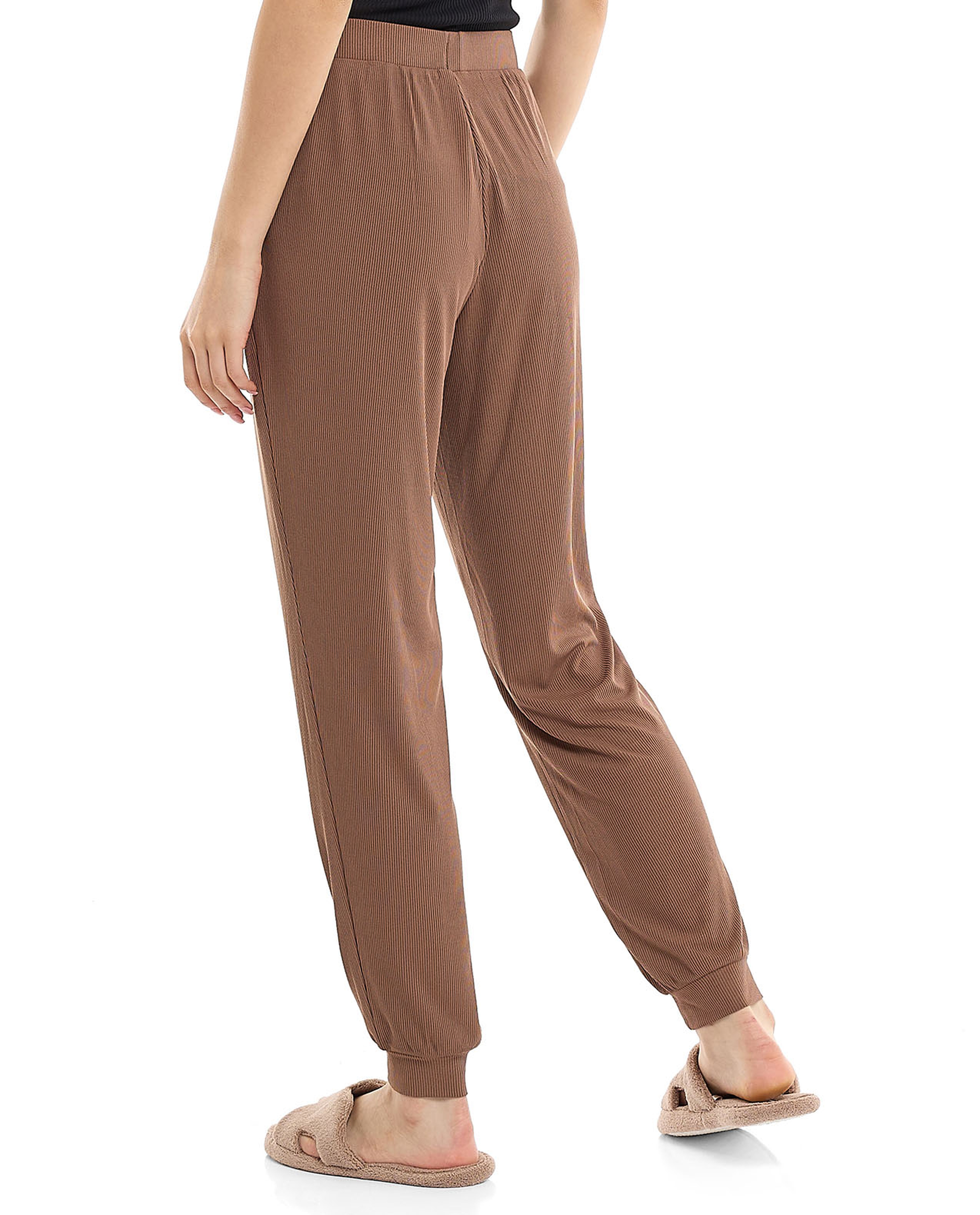 Ribbed Lounge Pants with Elastic Waist