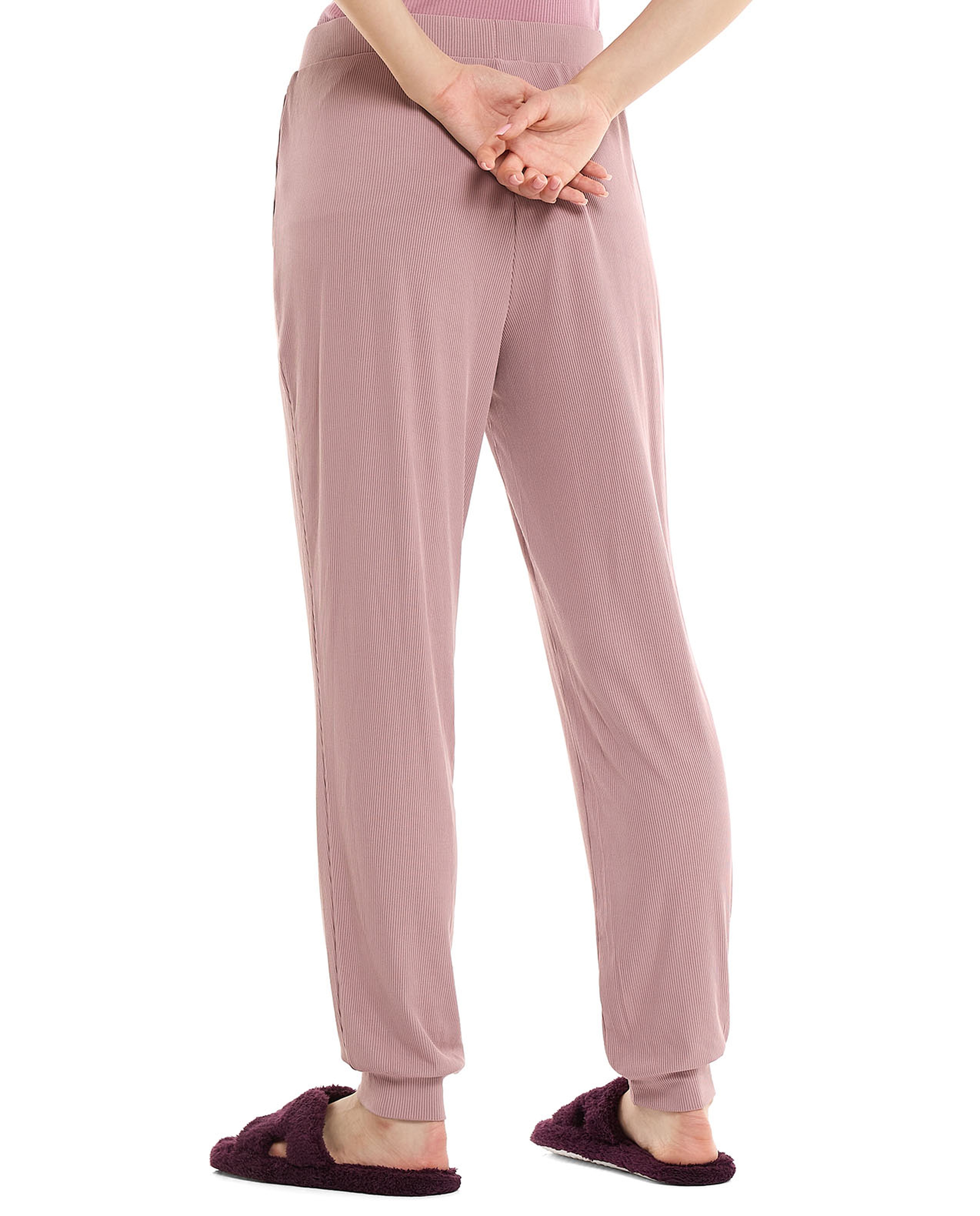 Ribbed Lounge Pants with Elastic Waist