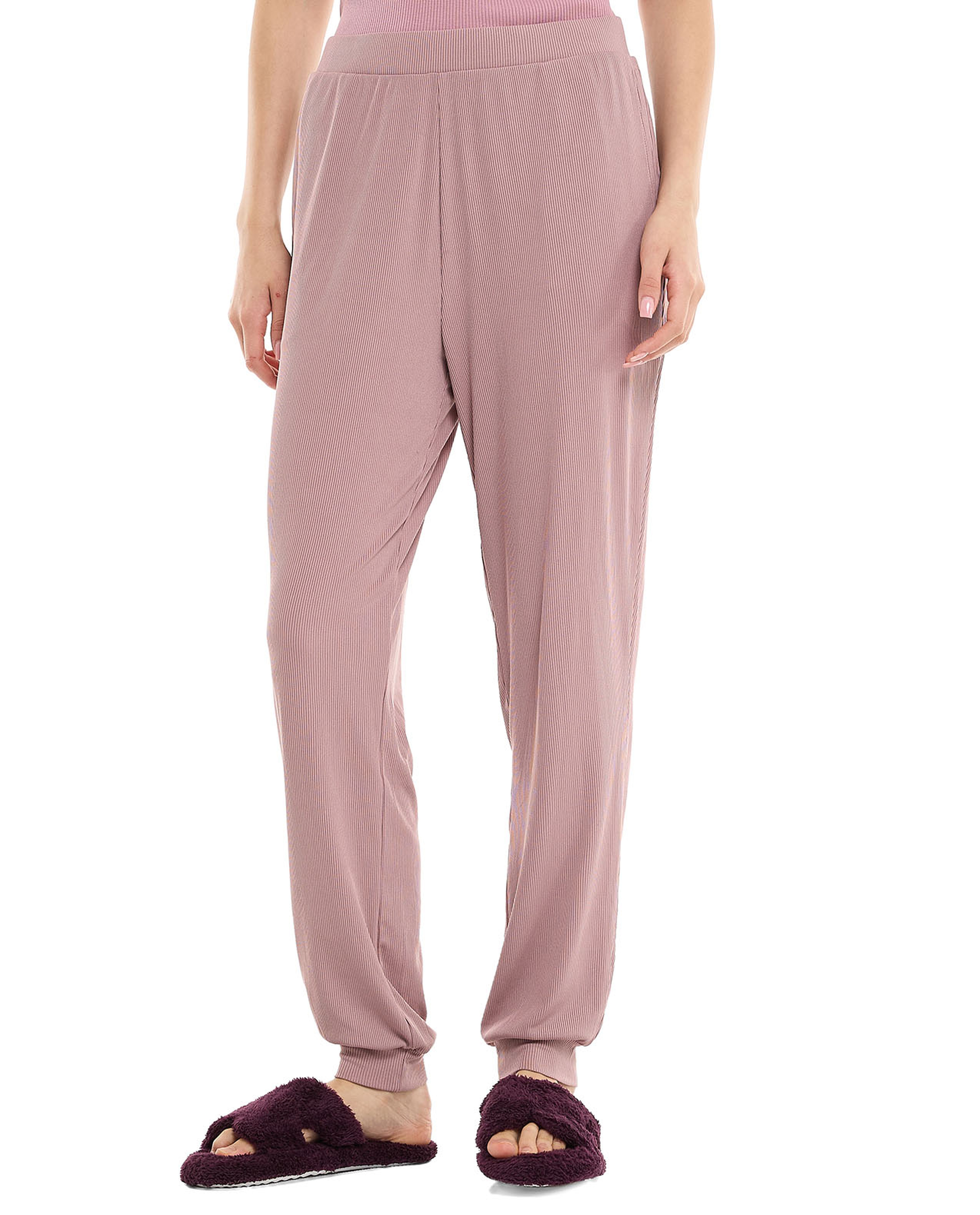 Ribbed Lounge Pants with Elastic Waist