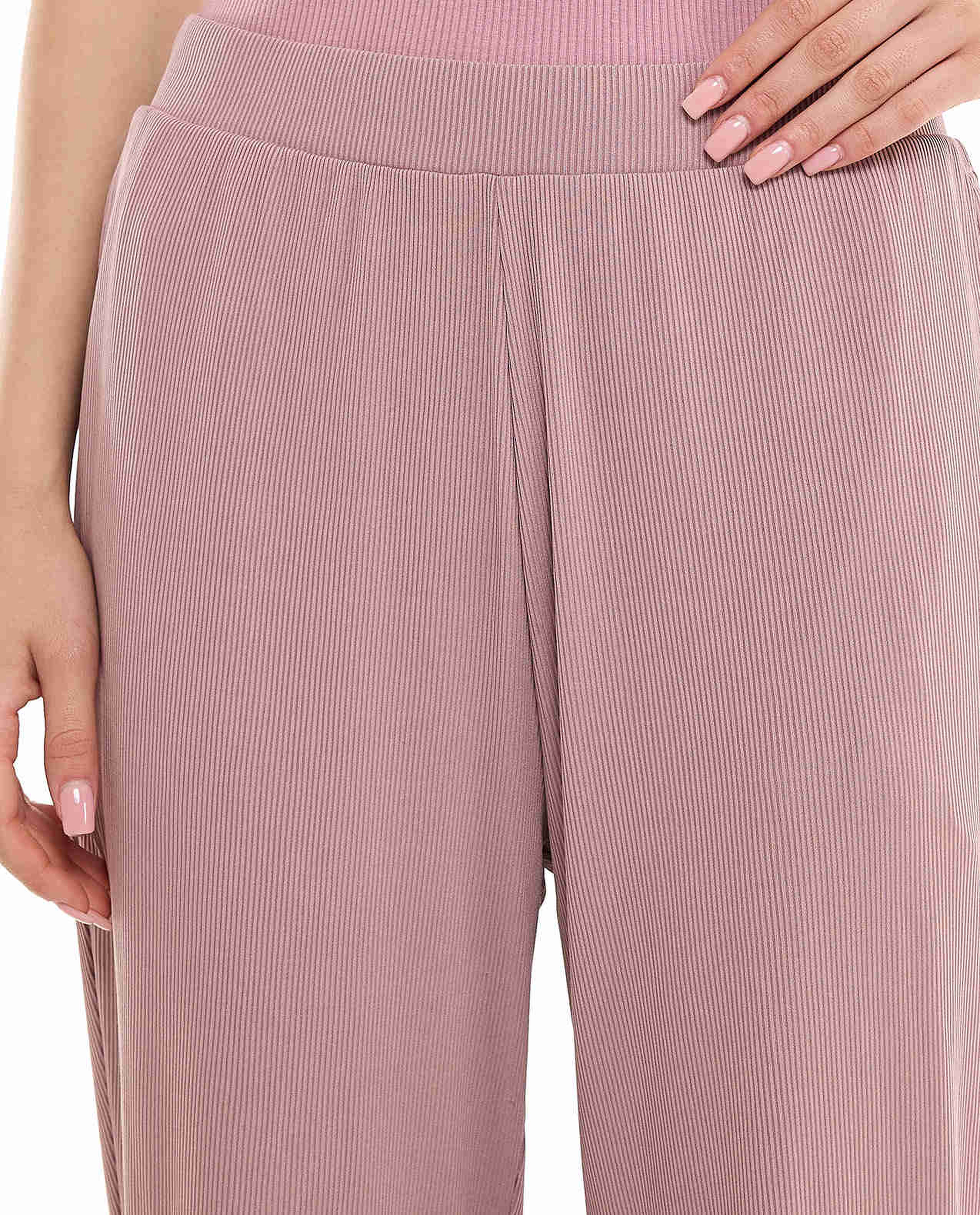 Ribbed Lounge Pants with Elastic Waist