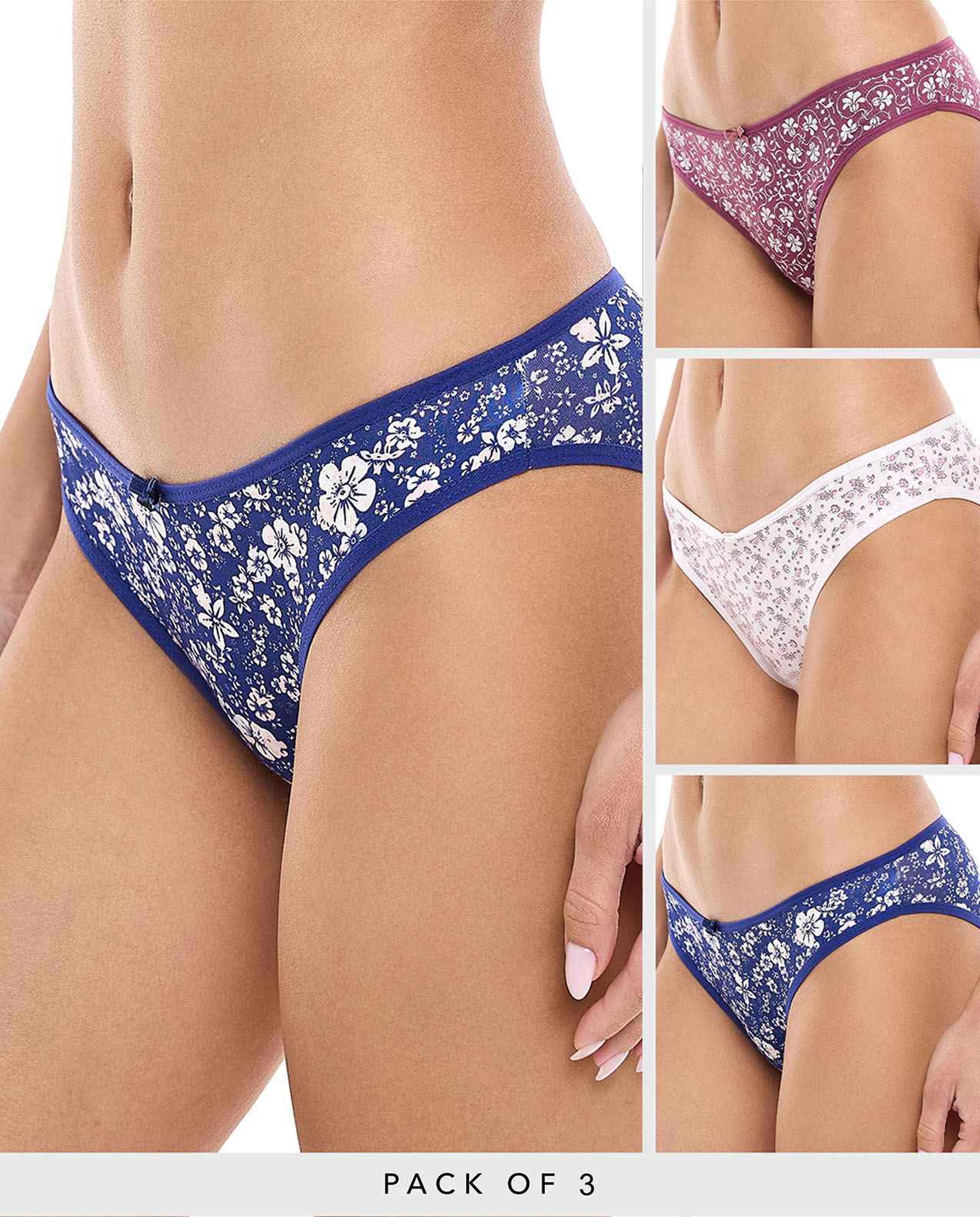 3 Pack Printed Bikini Briefs