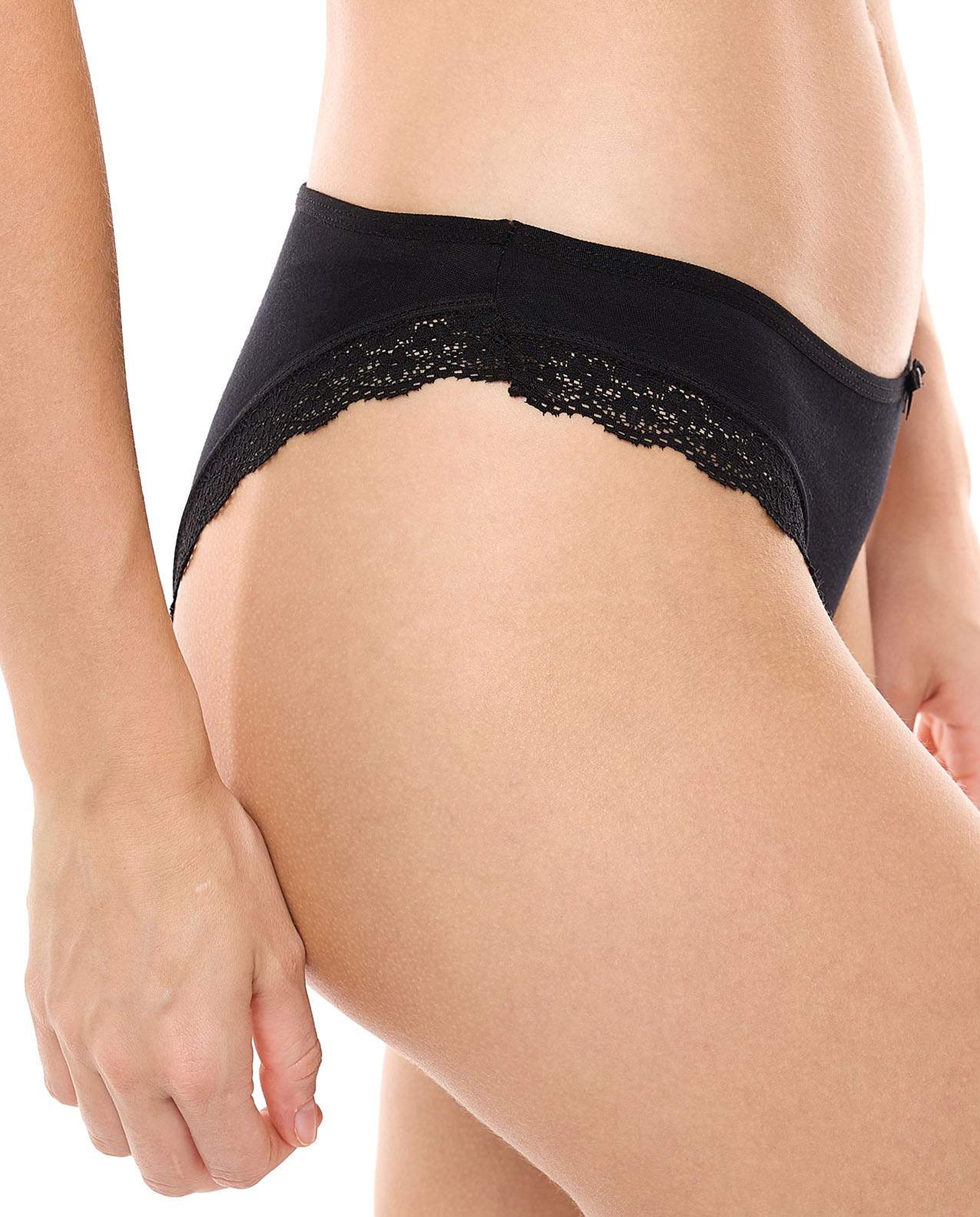 3 Pack Lace Trim Brazilian Briefs