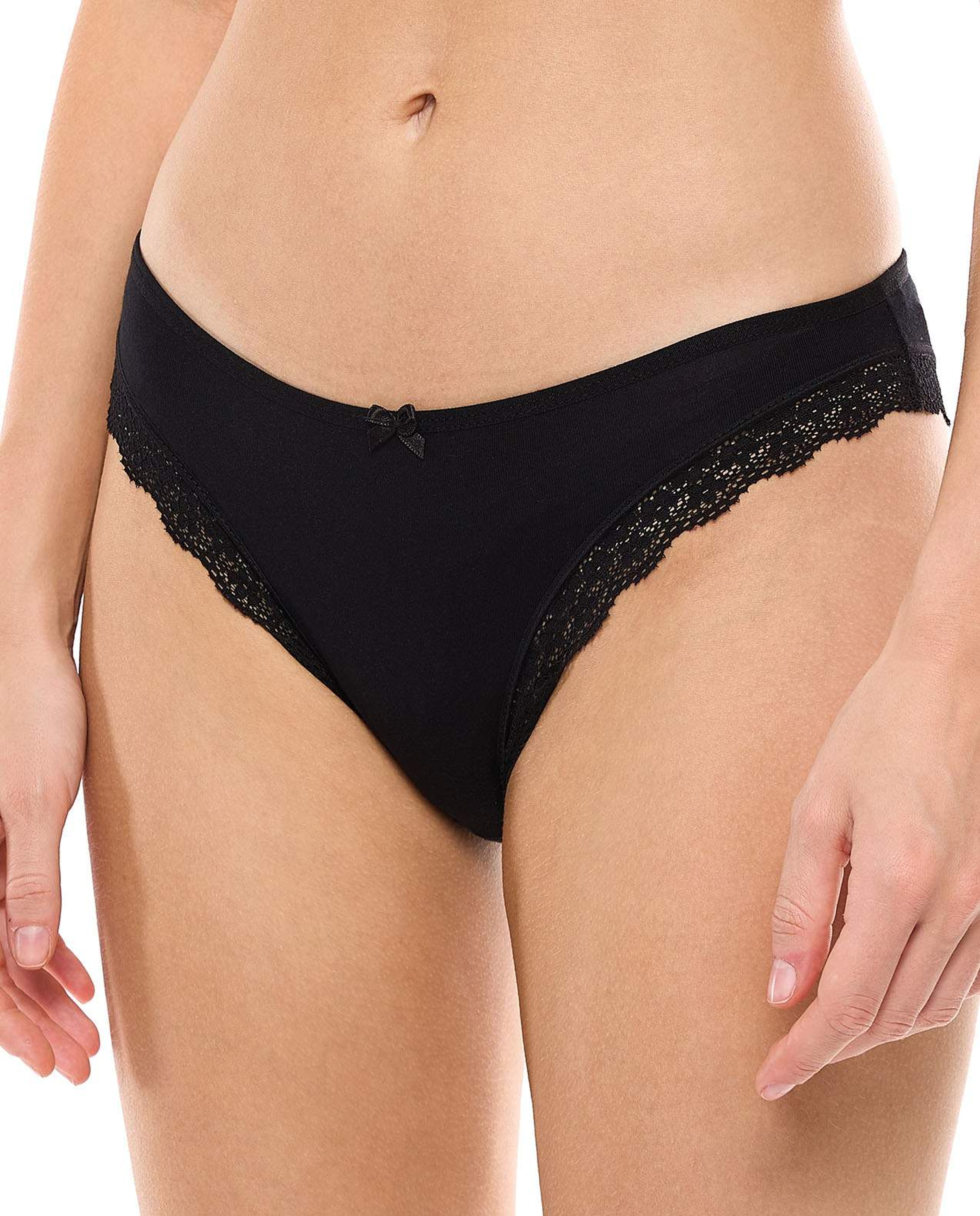 3 Pack Lace Trim Brazilian Briefs