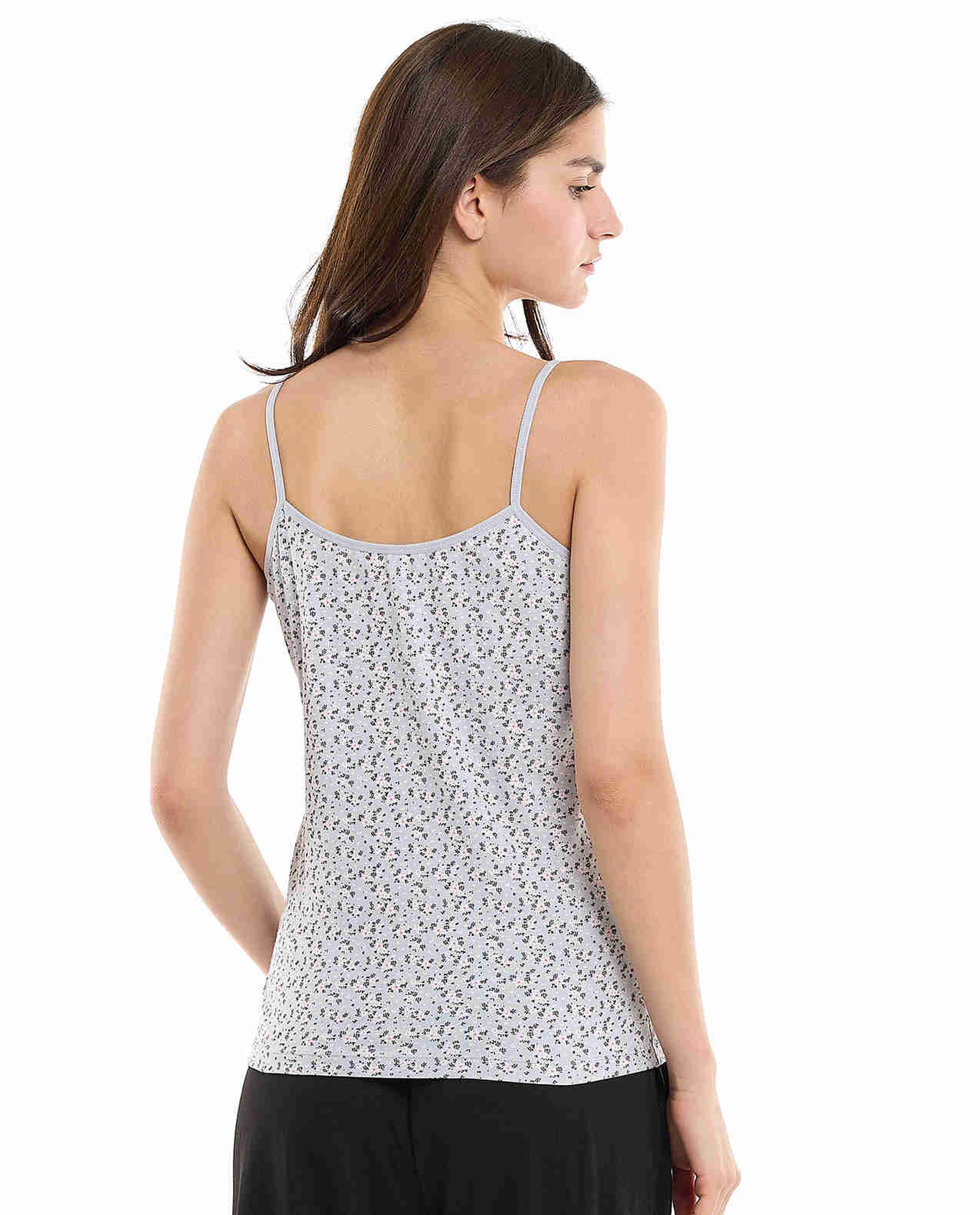 Printed Lace Trim Camisole with V-Neck