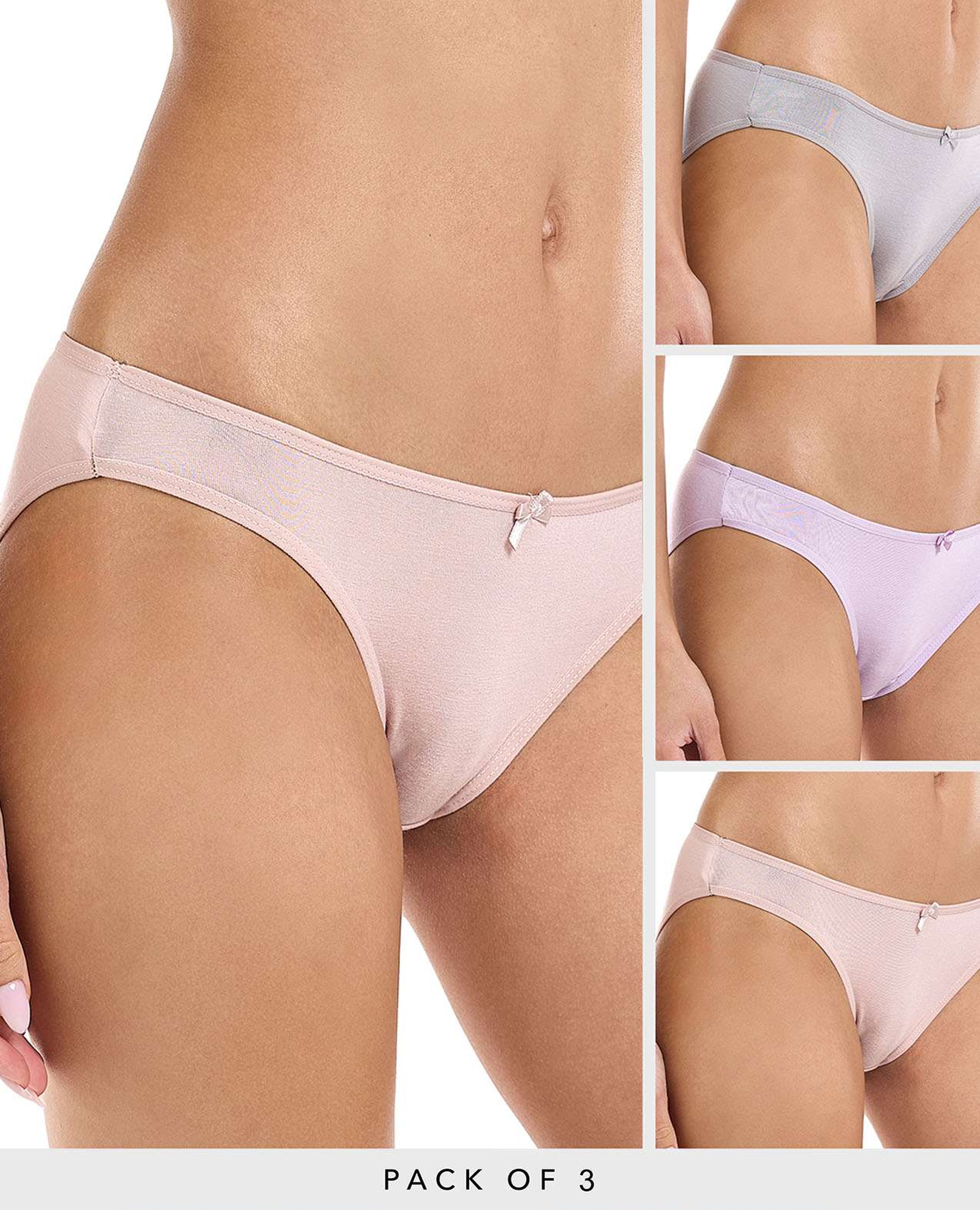3 Pack Solid Bikini Briefs