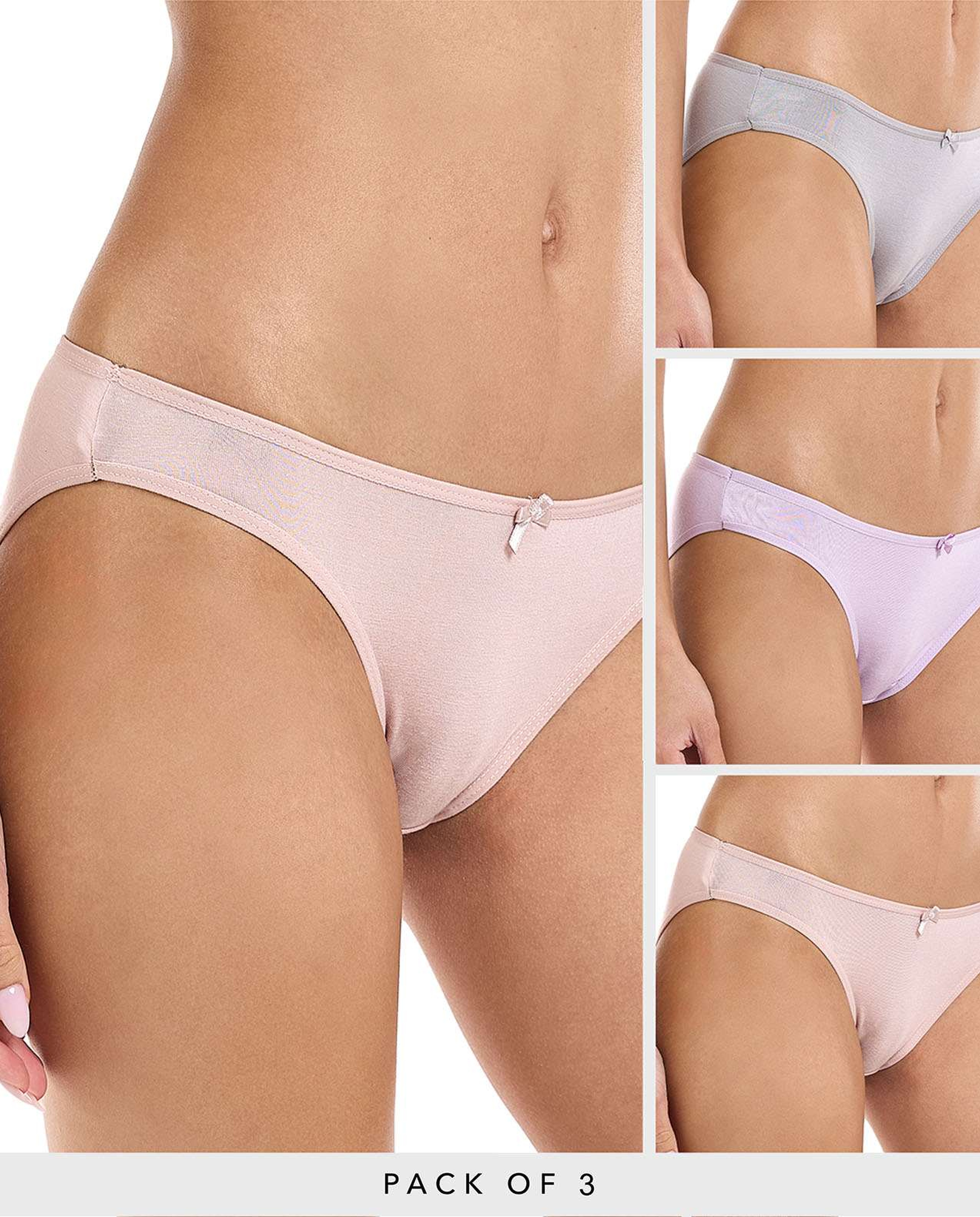 3 Pack Solid Bikini Briefs