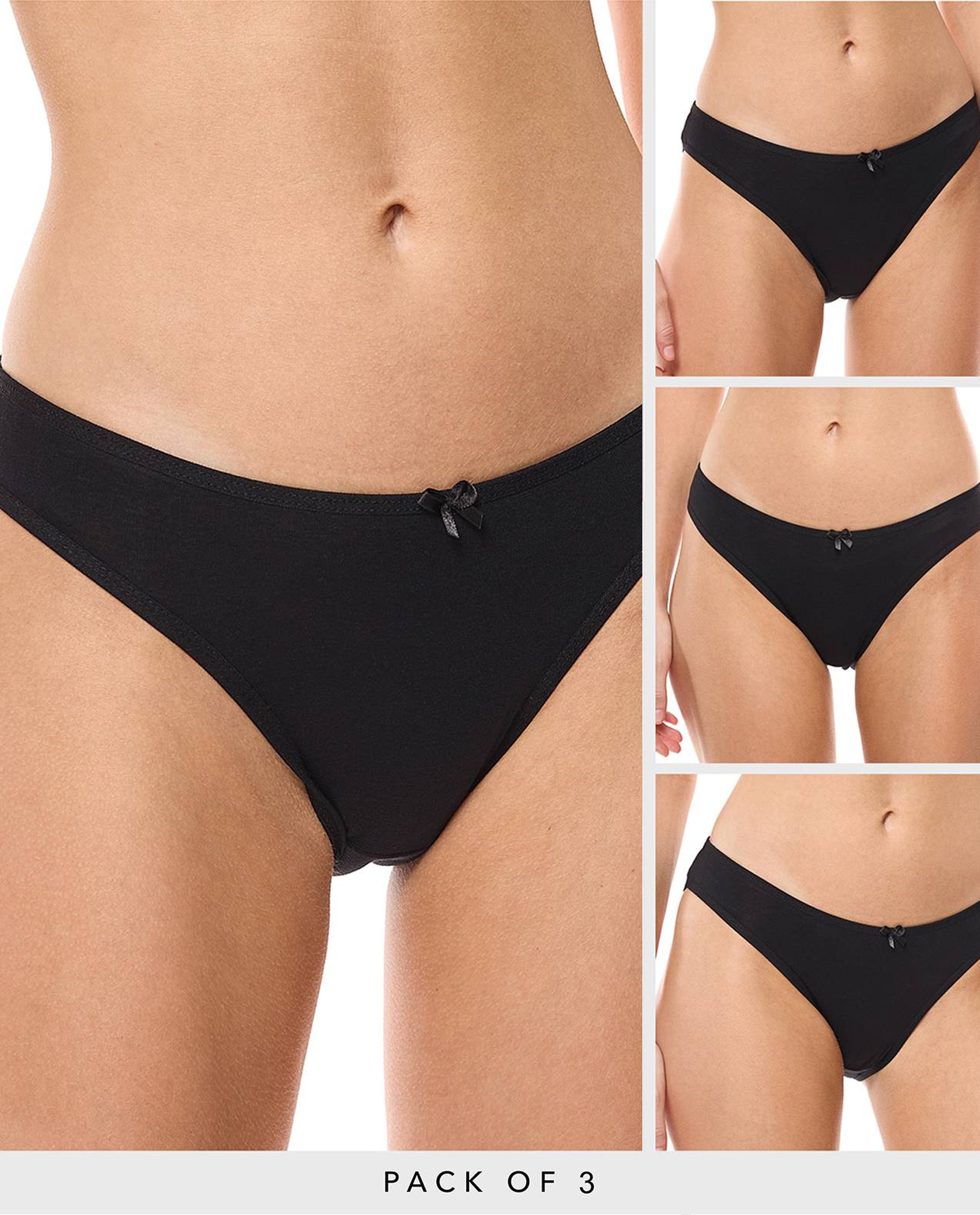 3 Pack Solid Bikini Briefs