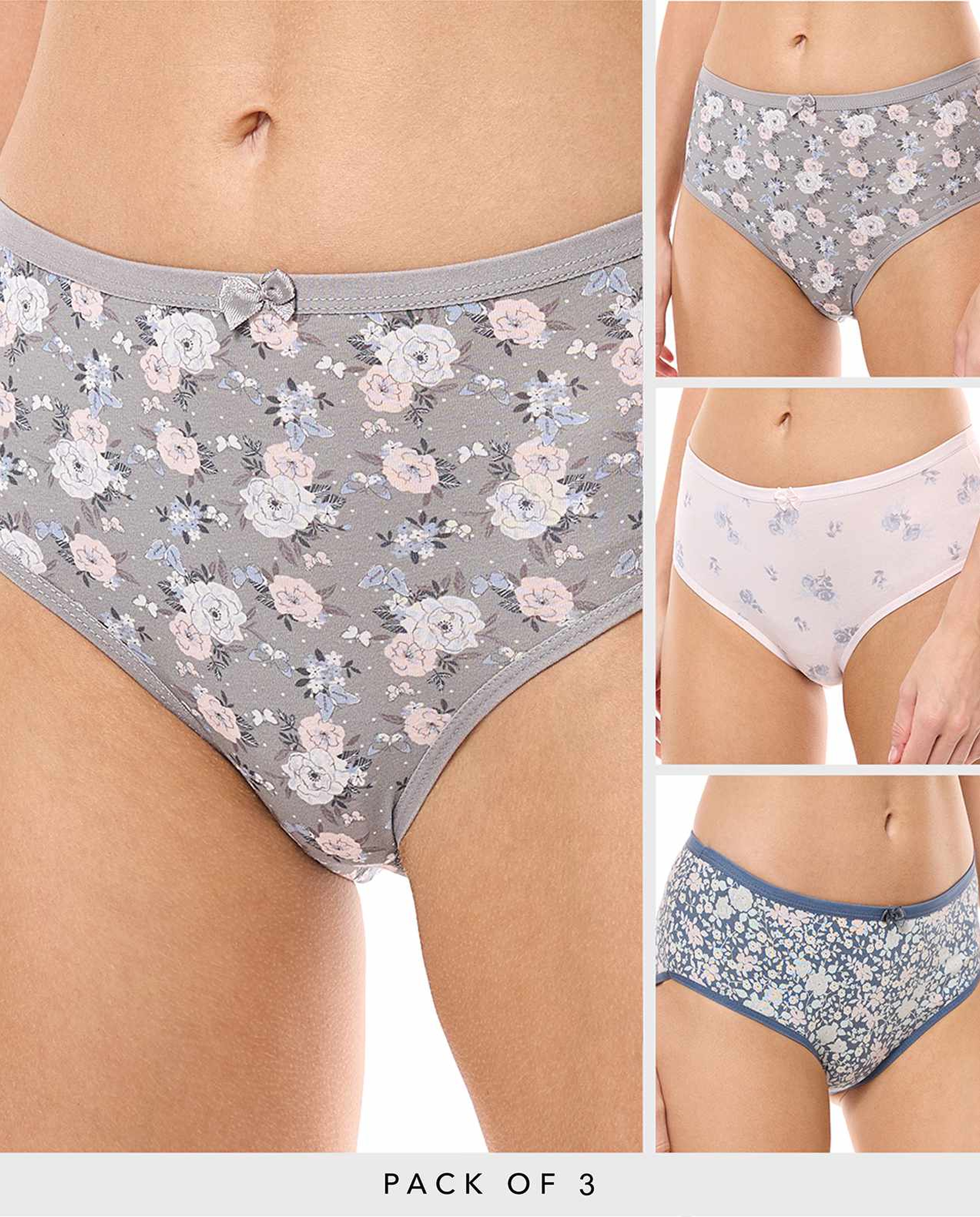 3 Pack Printed Hipster Briefs