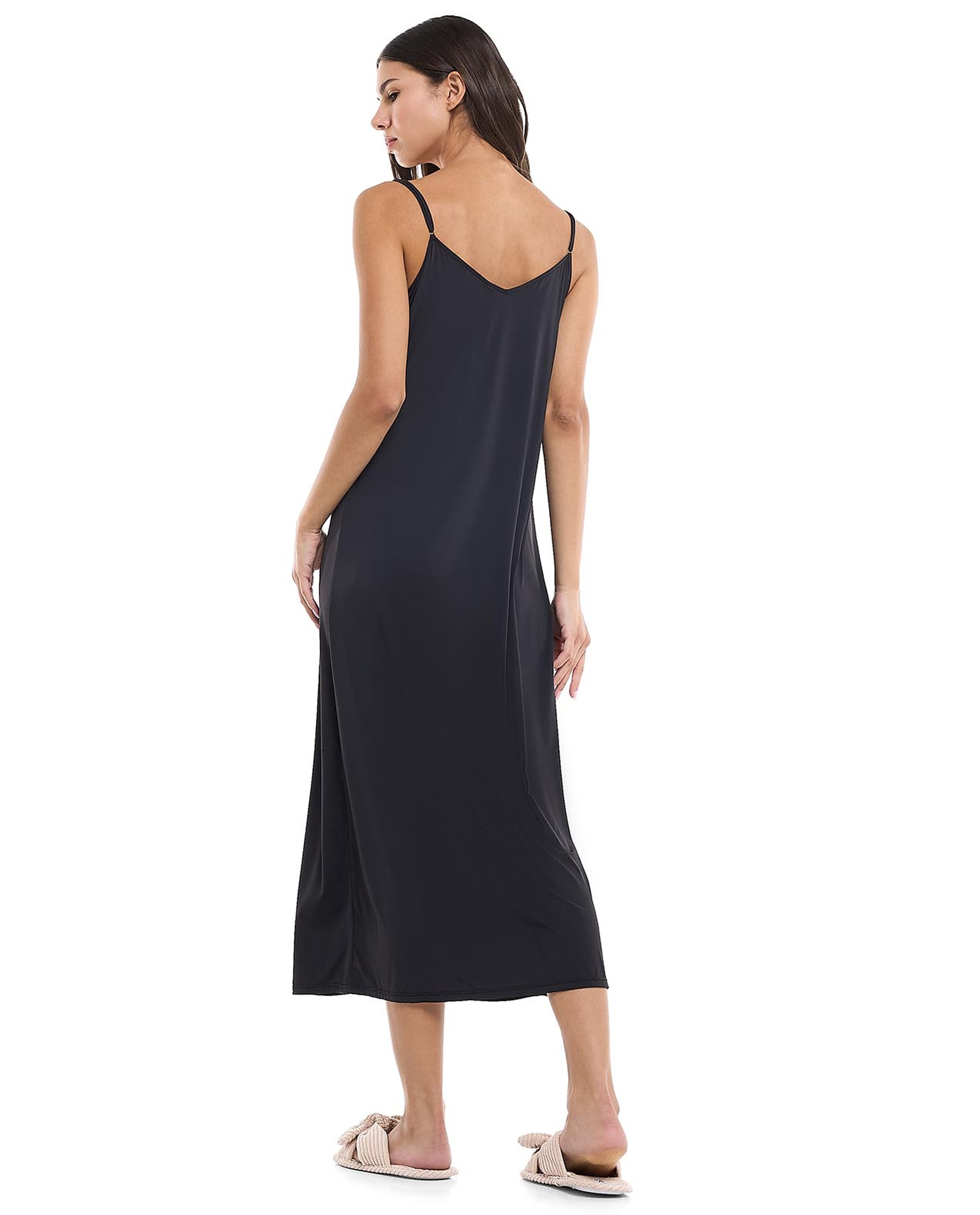 Lace Trim Strappy Nightgown with Scoop Neck