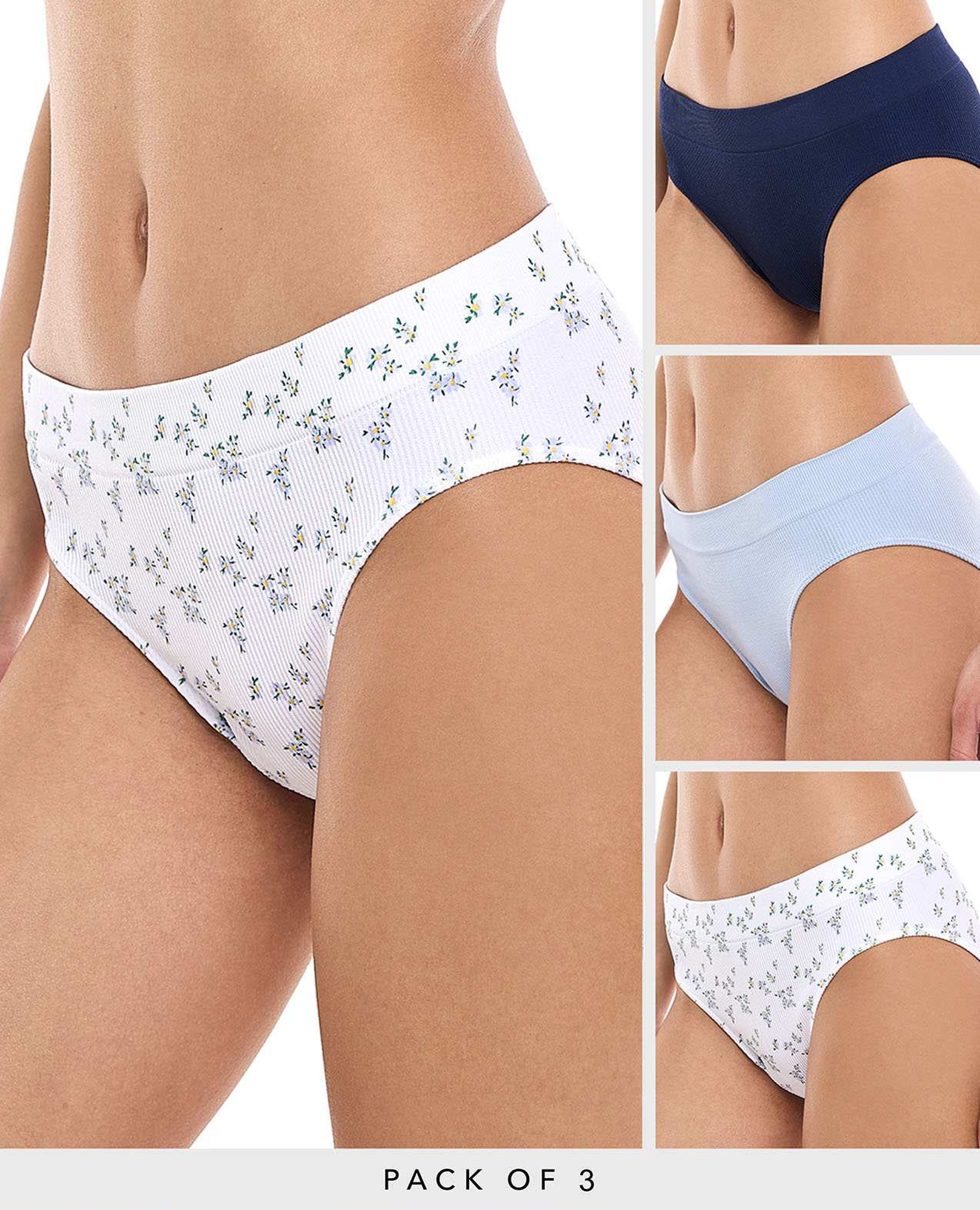 طقم سروال داخلي هيبستر مرن - 3 قطع