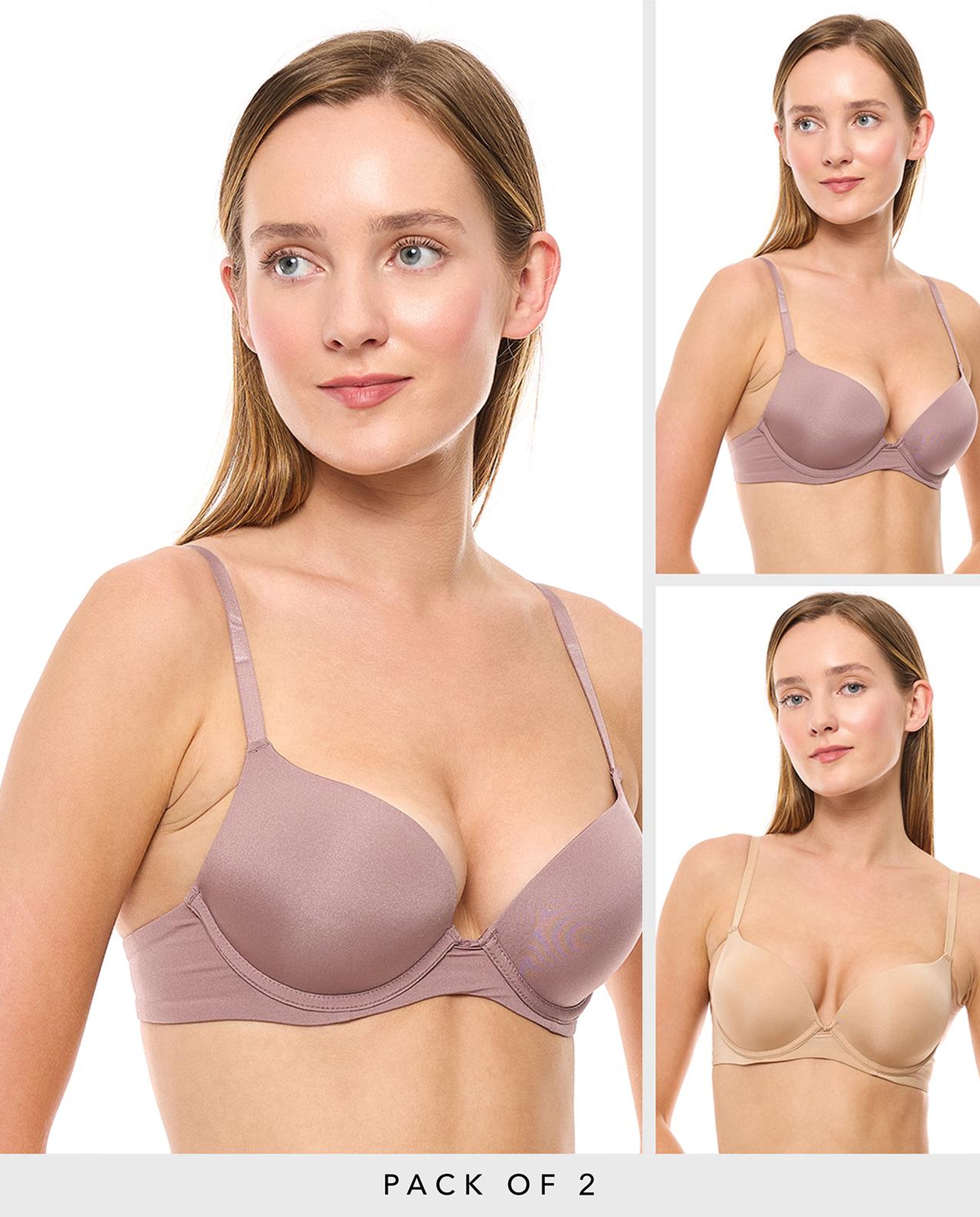 2 Pack Solid Push-Up Bras