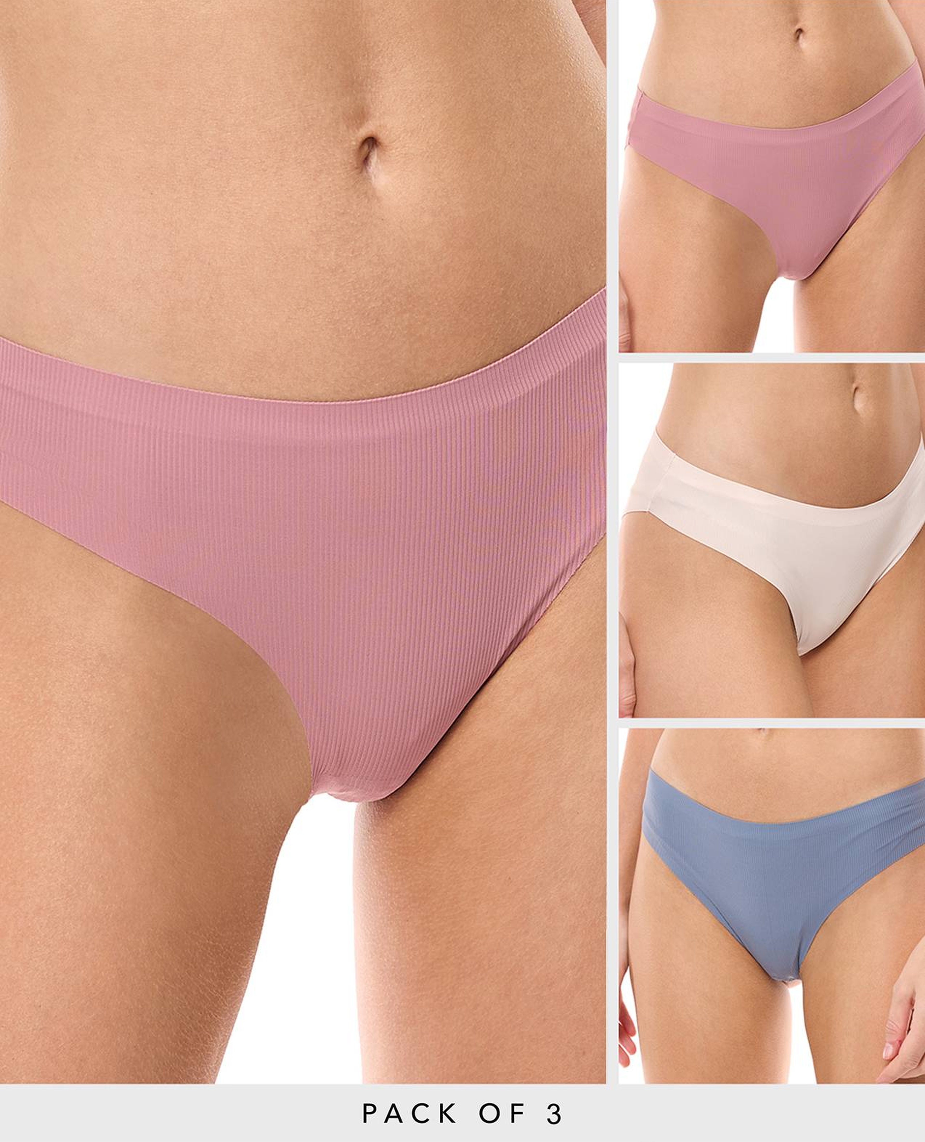 3 Pack Solid Seamless Bikini Briefs